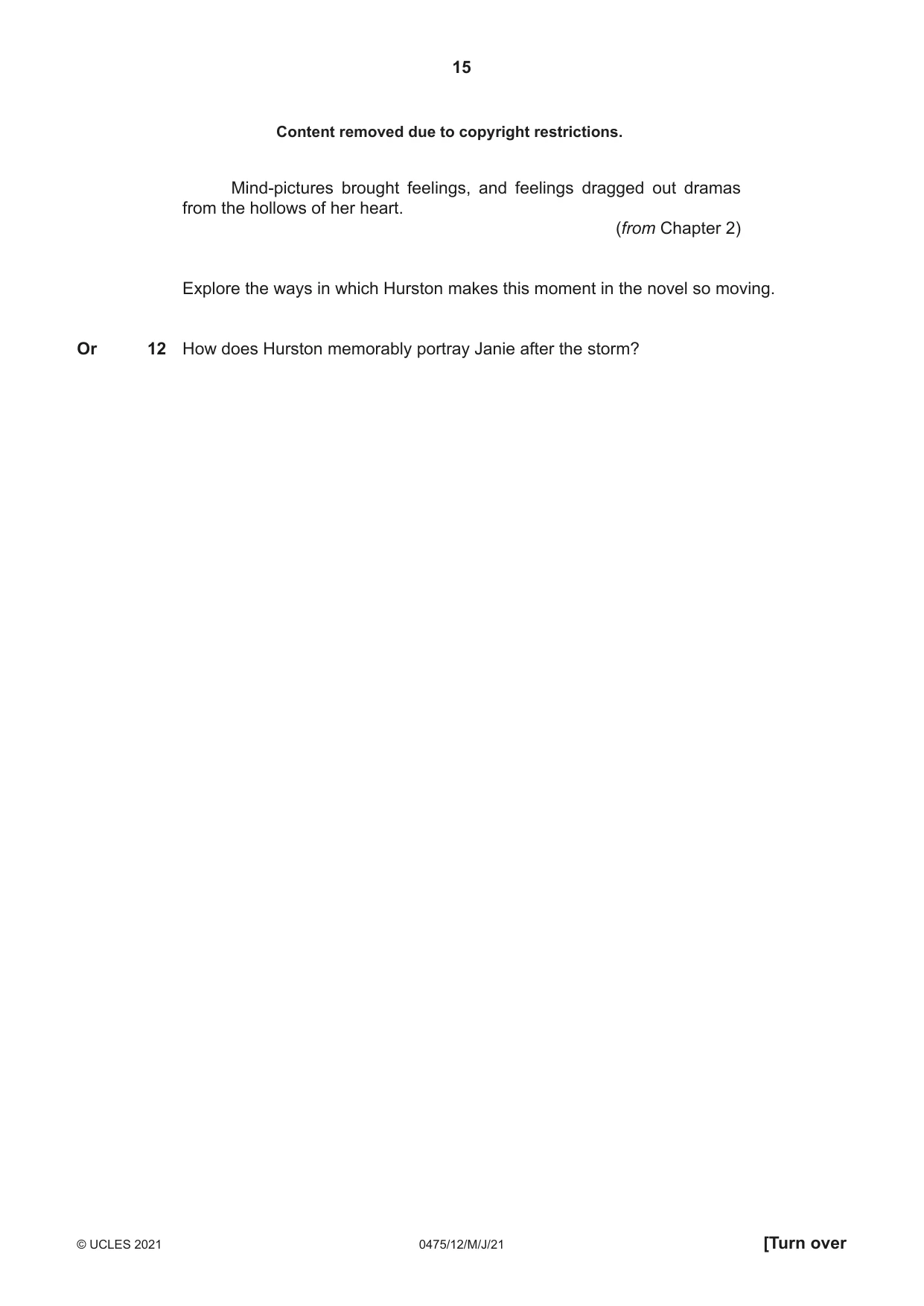 Cambridge IGCSE English - Literature in English 0475 2021 May/June Paper 1 · Variant 2 question paper, page 15 of 28