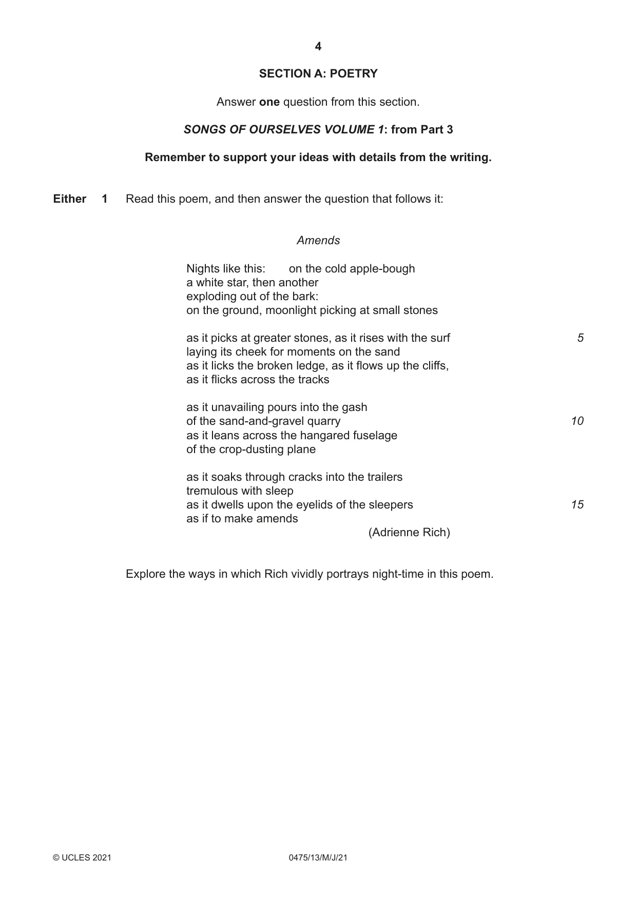 Cambridge IGCSE English - Literature in English 0475 2021 May/June Paper 1 · Variant 3 question paper, page 4 of 28