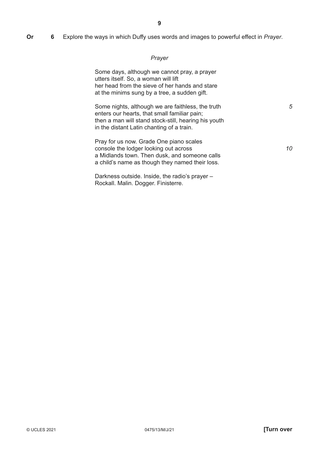 Cambridge IGCSE English - Literature in English 0475 2021 May/June Paper 1 · Variant 3 question paper, page 9 of 28