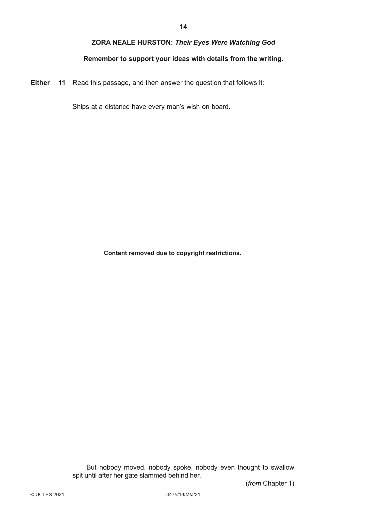 Cambridge IGCSE English - Literature in English 0475 2021 May/June Paper 1 · Variant 3 question paper, page 14 of 28