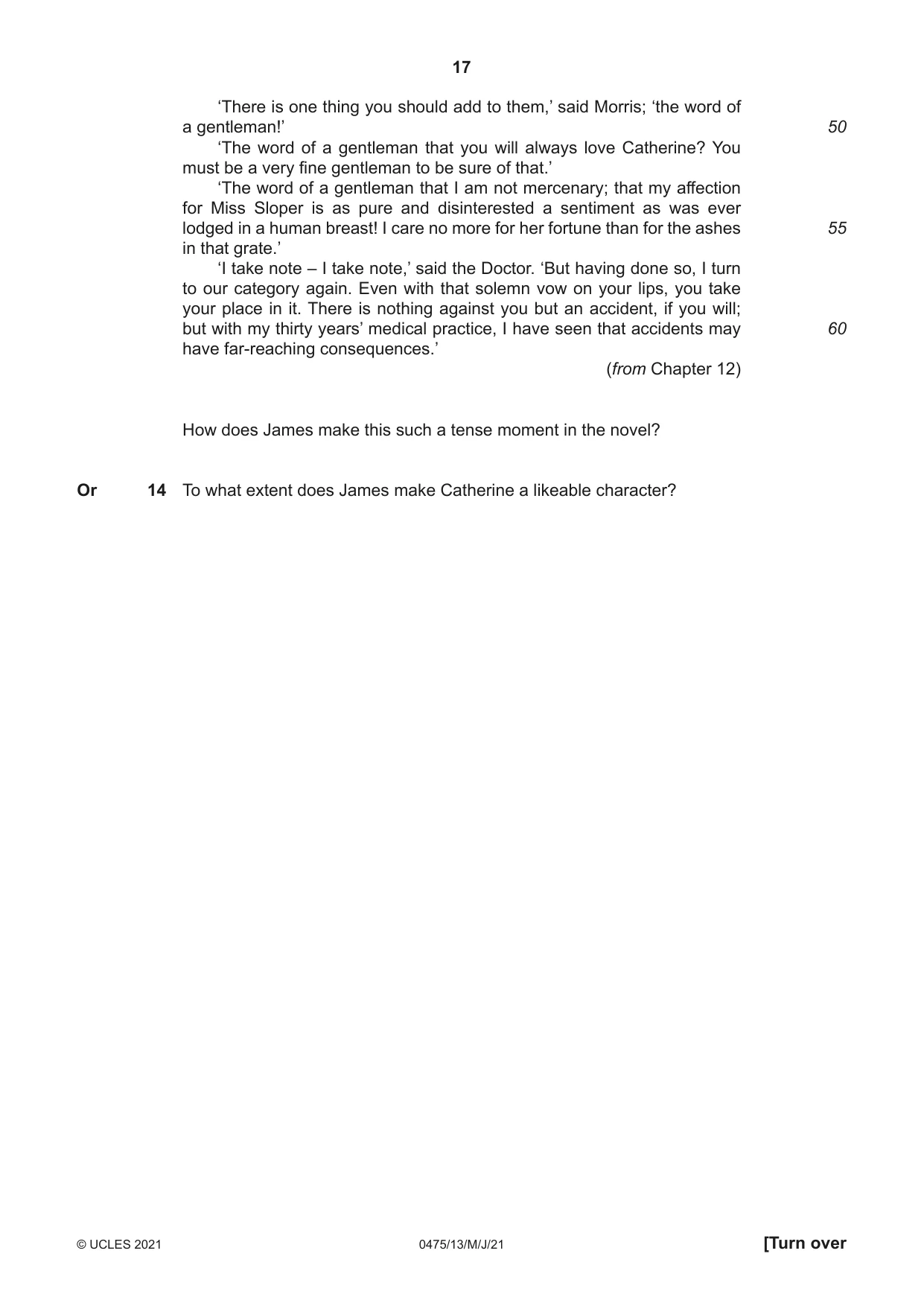 Cambridge IGCSE English - Literature in English 0475 2021 May/June Paper 1 · Variant 3 question paper, page 17 of 28