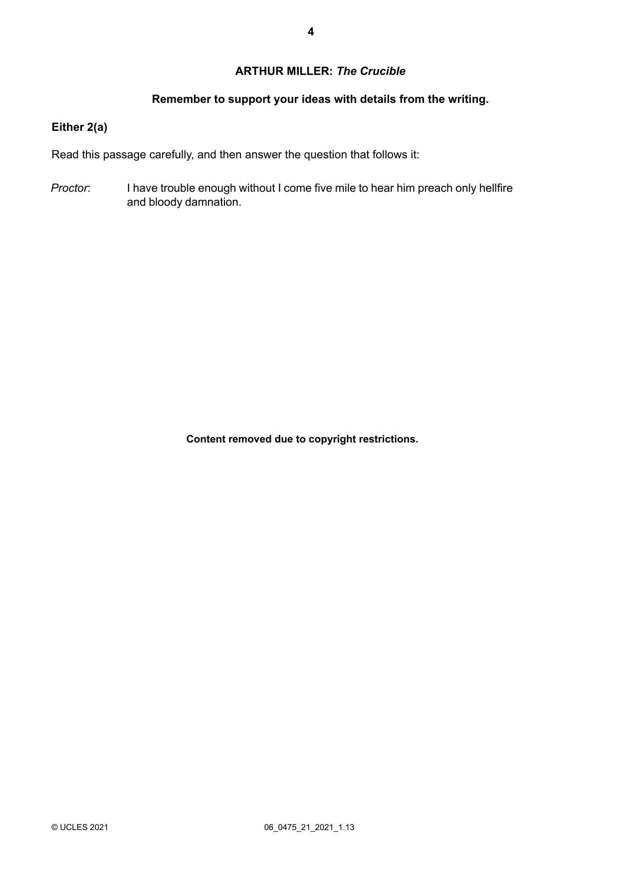 Cambridge IGCSE English - Literature in English 0475 2021 May/June Paper 2 · Variant 1 question paper, page 4 of 12