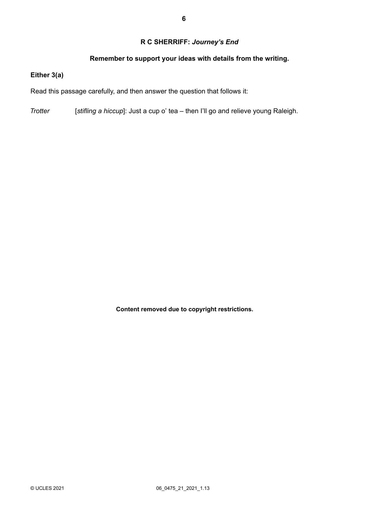 Cambridge IGCSE English - Literature in English 0475 2021 May/June Paper 2 · Variant 1 question paper, page 6 of 12