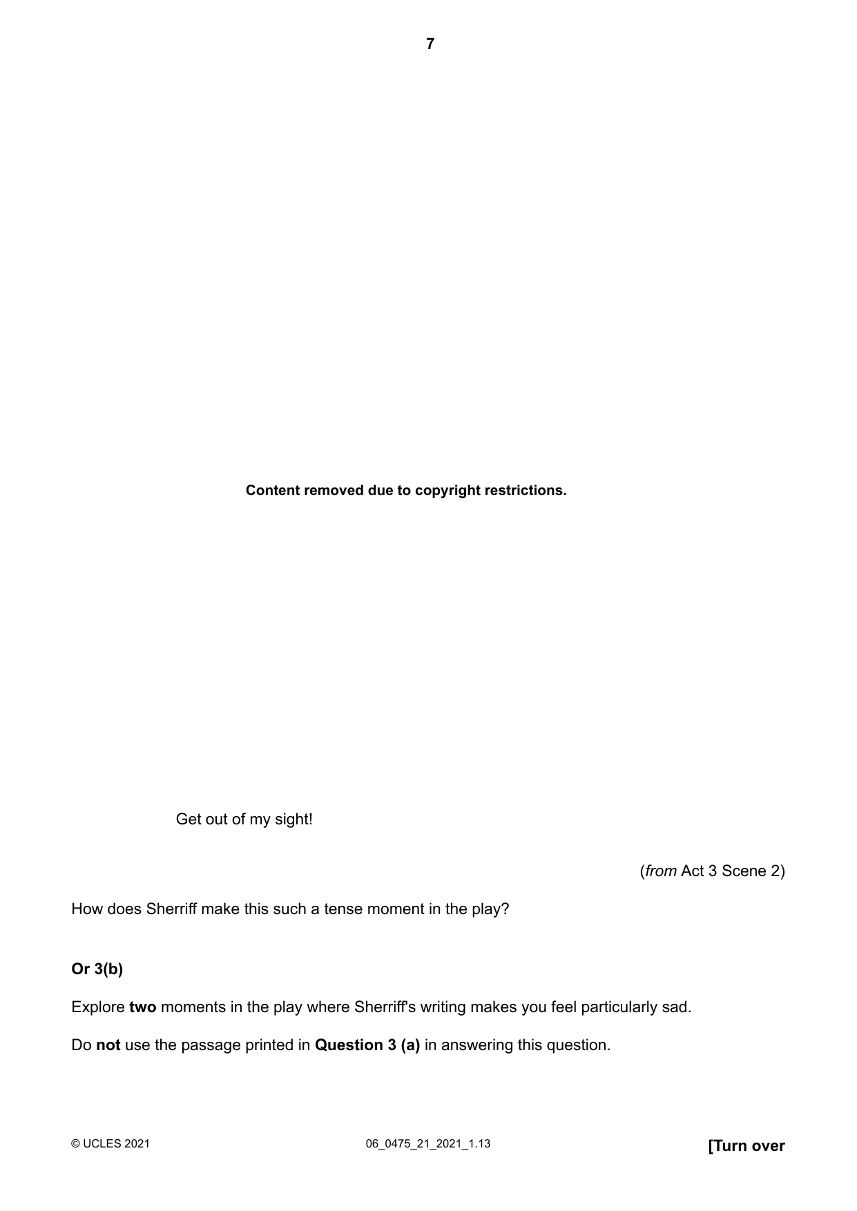 Cambridge IGCSE English - Literature in English 0475 2021 May/June Paper 2 · Variant 1 question paper, page 7 of 12