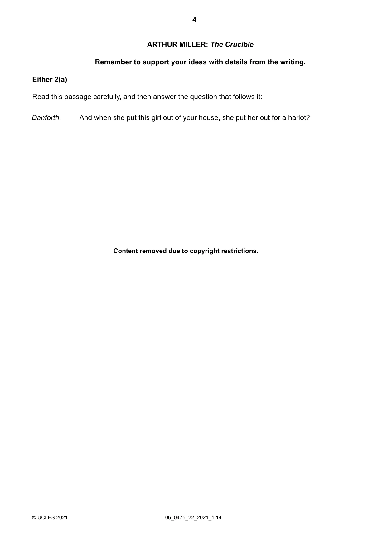 Cambridge IGCSE English - Literature in English 0475 2021 May/June Paper 2 · Variant 2 question paper, page 4 of 12