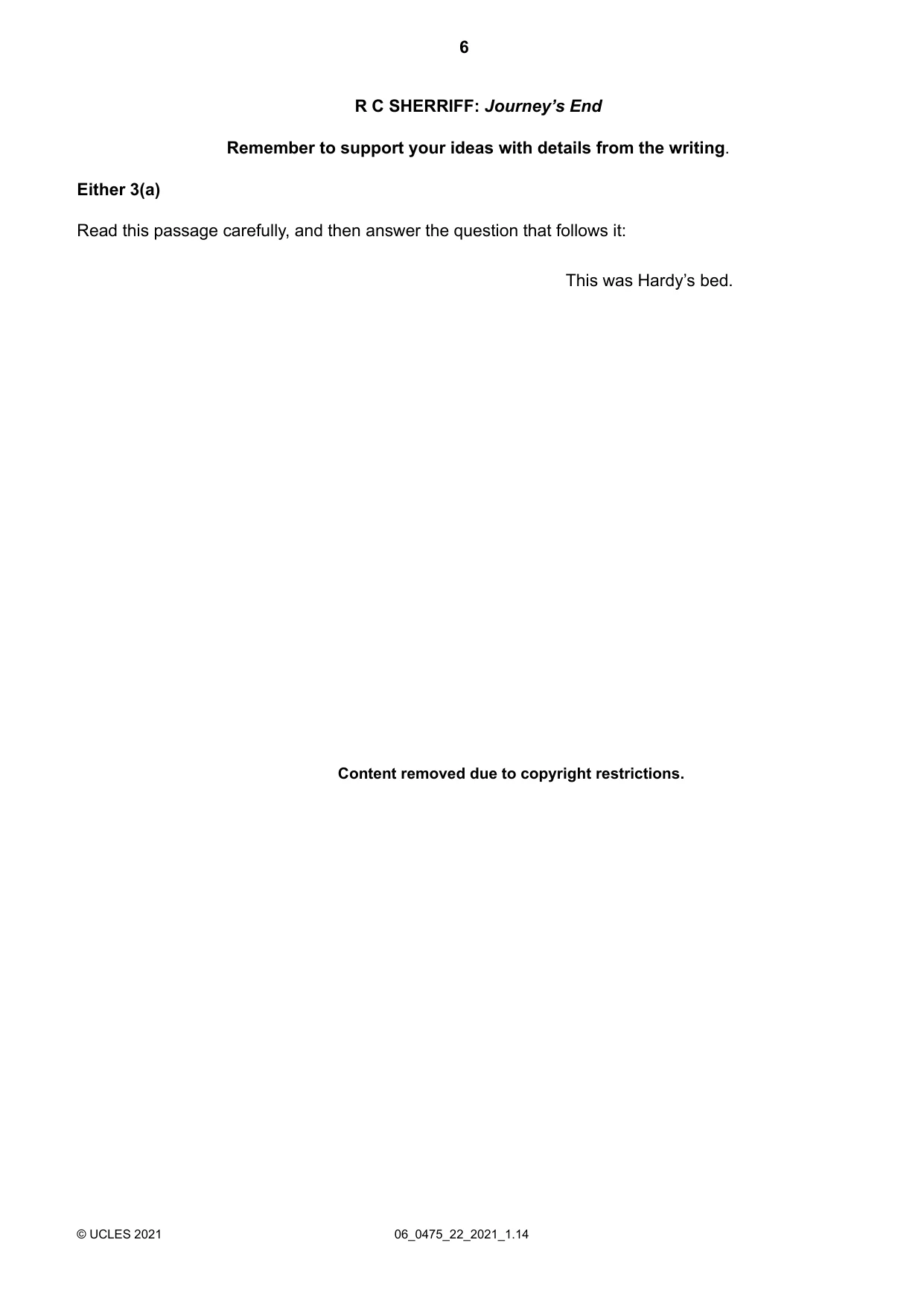 Cambridge IGCSE English - Literature in English 0475 2021 May/June Paper 2 · Variant 2 question paper, page 6 of 12