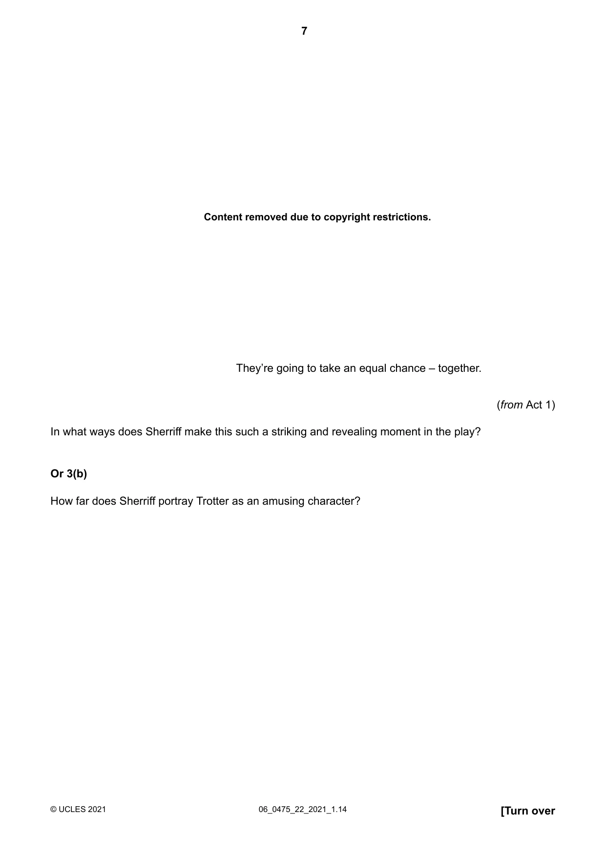 Cambridge IGCSE English - Literature in English 0475 2021 May/June Paper 2 · Variant 2 question paper, page 7 of 12