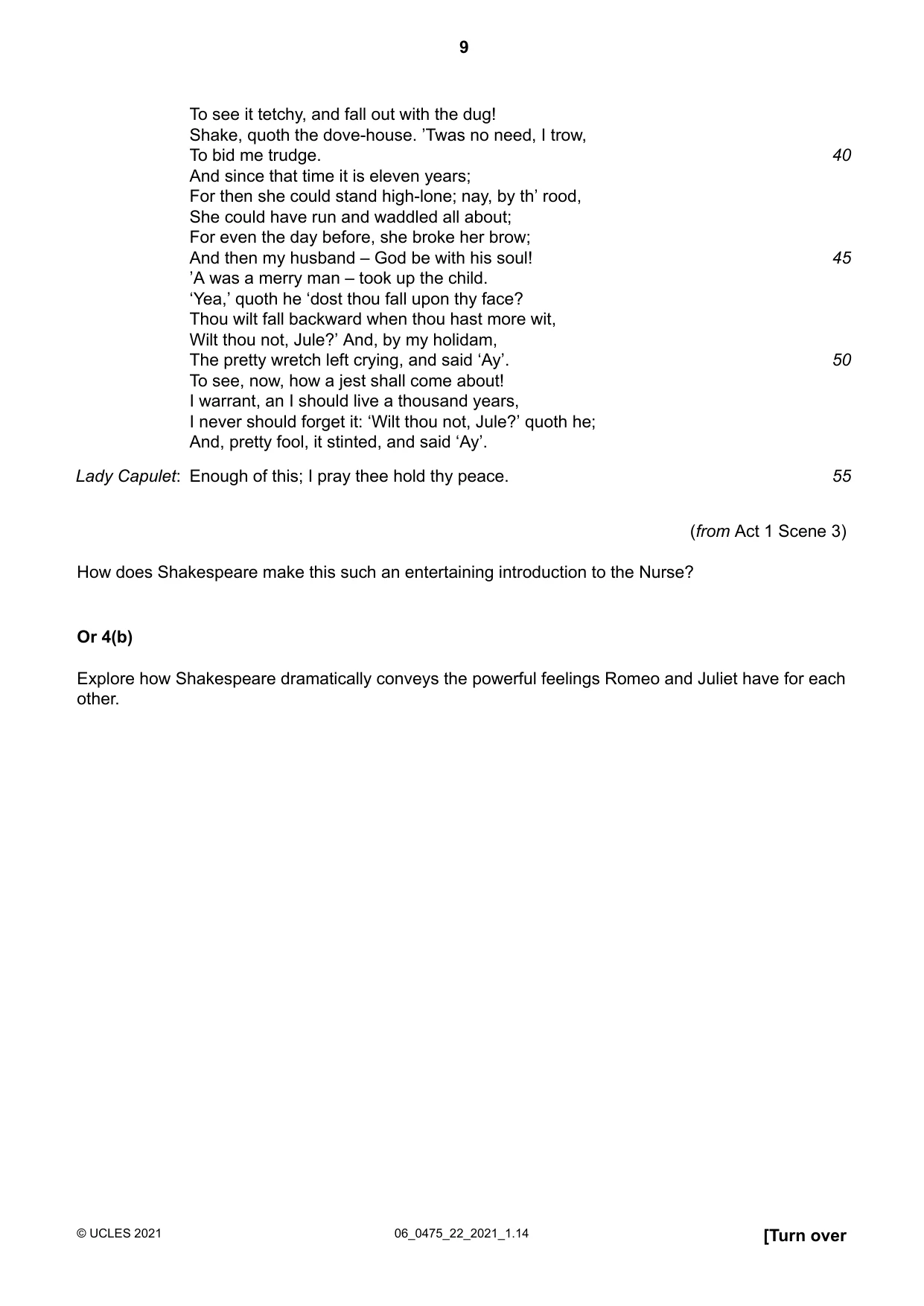 Cambridge IGCSE English - Literature in English 0475 2021 May/June Paper 2 · Variant 2 question paper, page 9 of 12