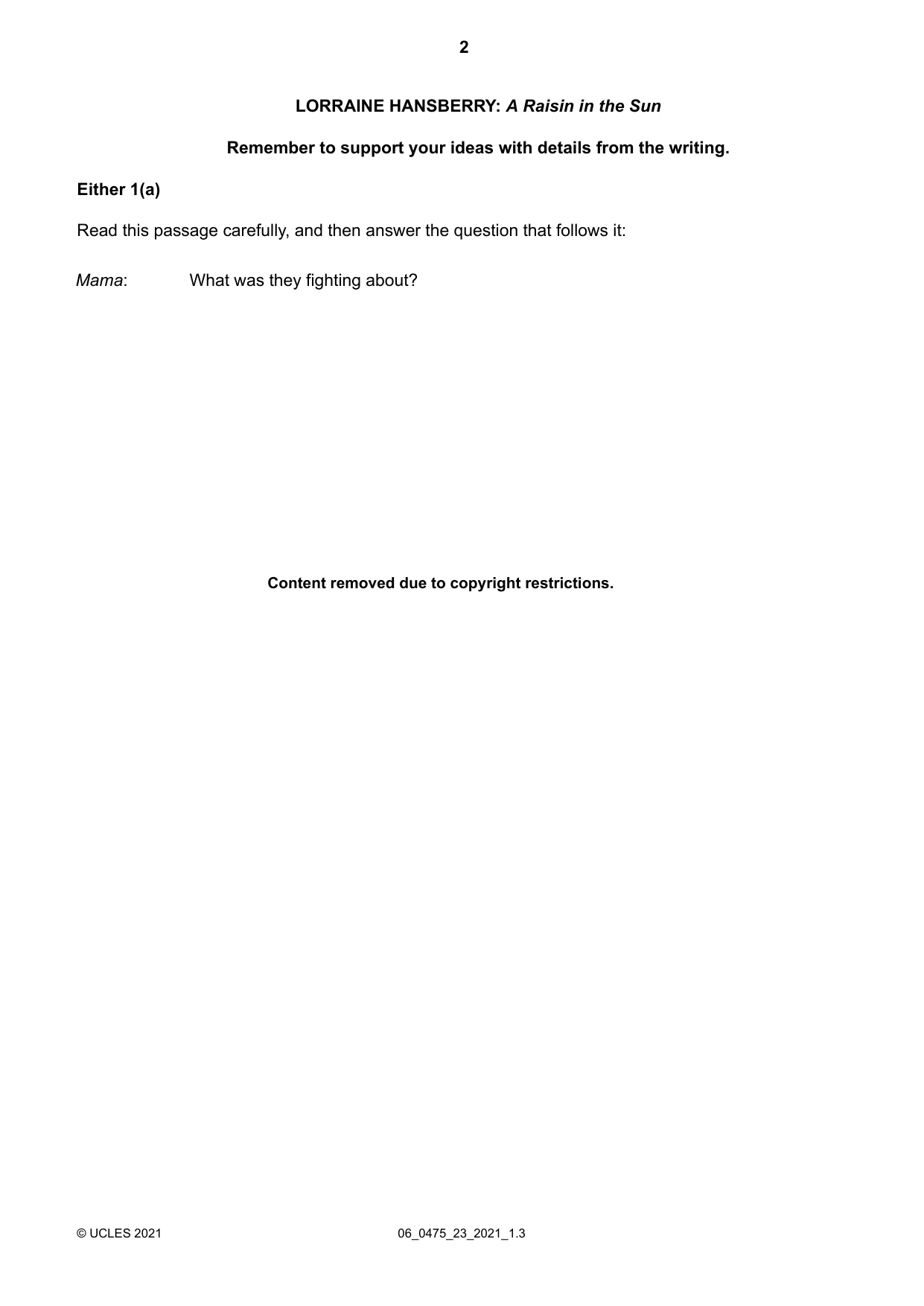 Cambridge IGCSE English - Literature in English 0475 2021 May/June Paper 2 · Variant 3 question paper, page 2 of 12