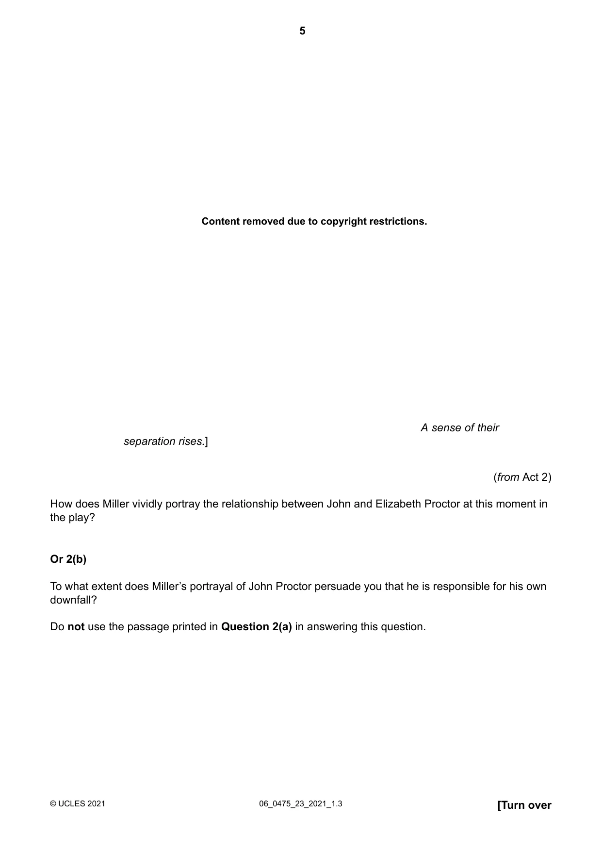Cambridge IGCSE English - Literature in English 0475 2021 May/June Paper 2 · Variant 3 question paper, page 5 of 12