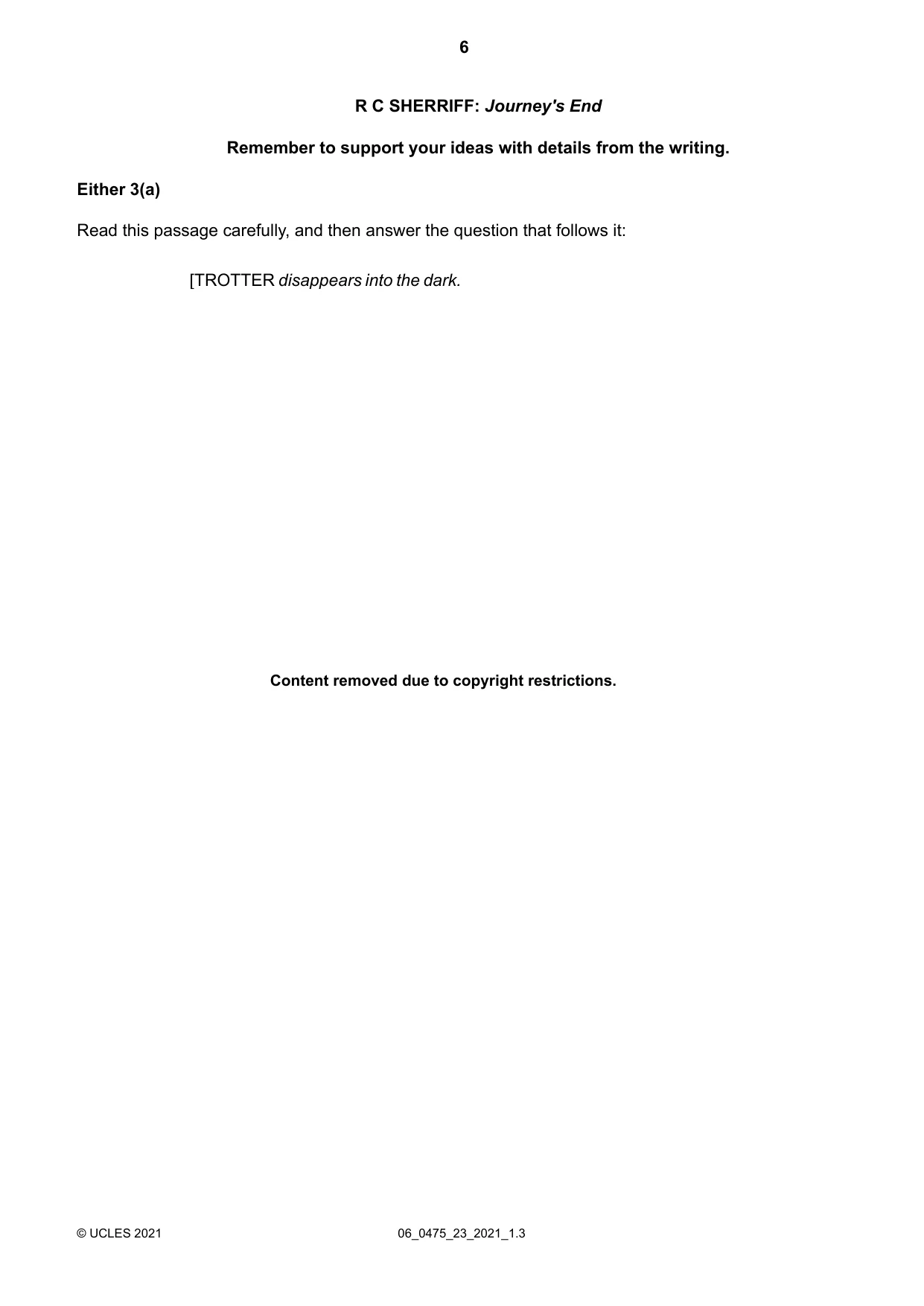 Cambridge IGCSE English - Literature in English 0475 2021 May/June Paper 2 · Variant 3 question paper, page 6 of 12