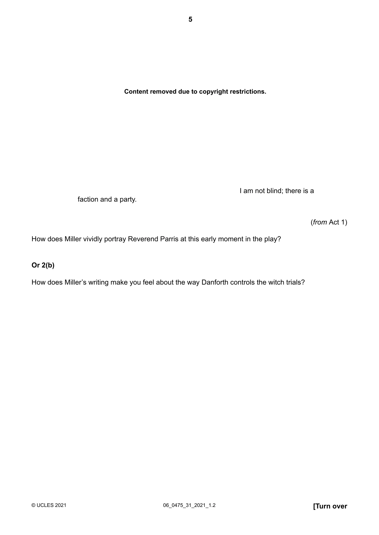 Cambridge IGCSE English - Literature in English 0475 2021 May/June Paper 3 · Variant 1 question paper, page 5 of 12