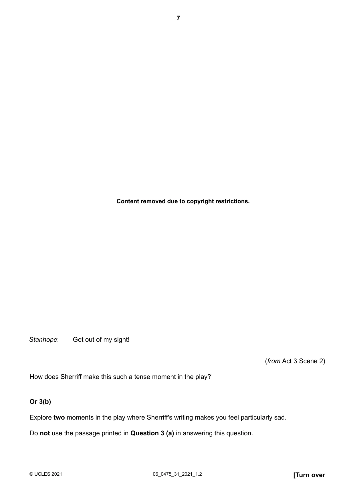 Cambridge IGCSE English - Literature in English 0475 2021 May/June Paper 3 · Variant 1 question paper, page 7 of 12