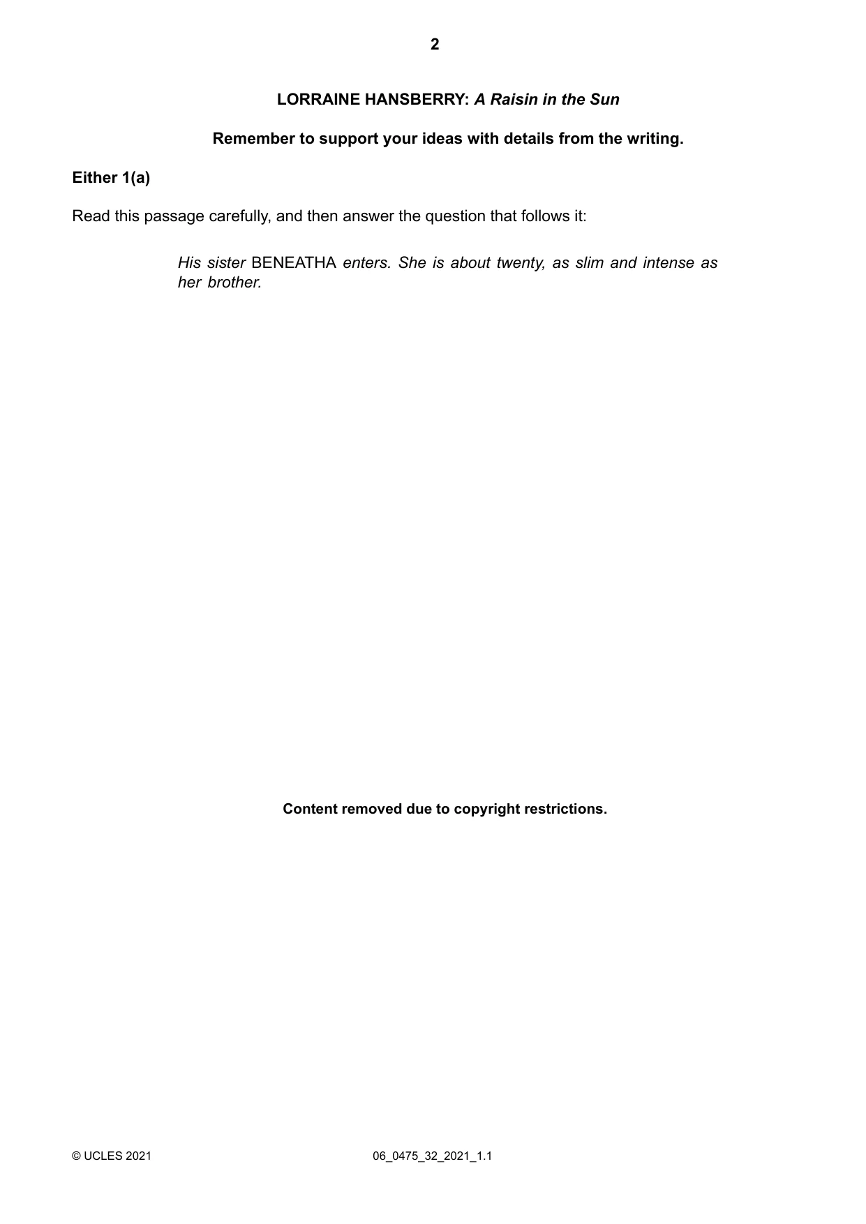 Cambridge IGCSE English - Literature in English 0475 2021 May/June Paper 3 · Variant 2 question paper, page 2 of 12