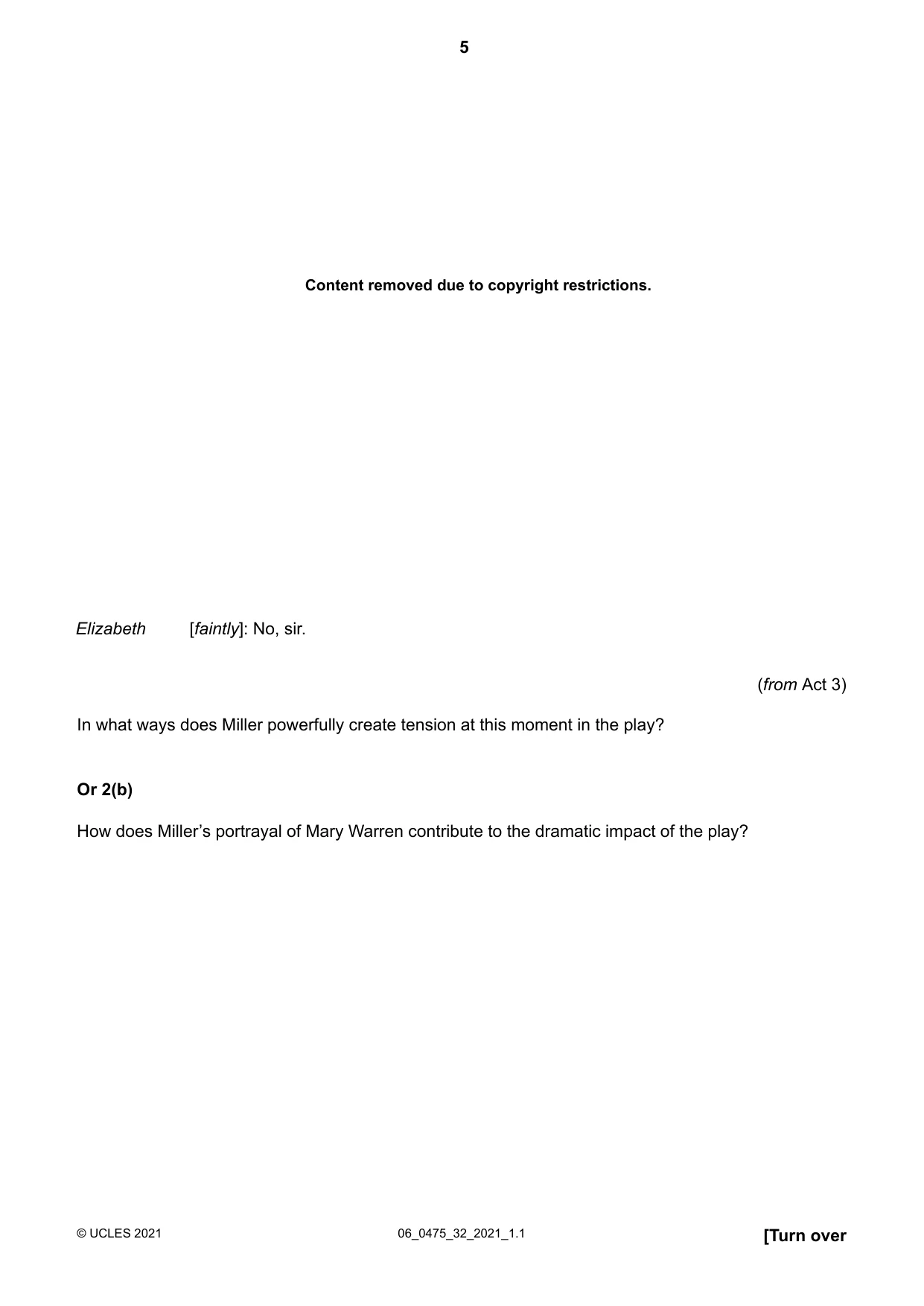 Cambridge IGCSE English - Literature in English 0475 2021 May/June Paper 3 · Variant 2 question paper, page 5 of 12