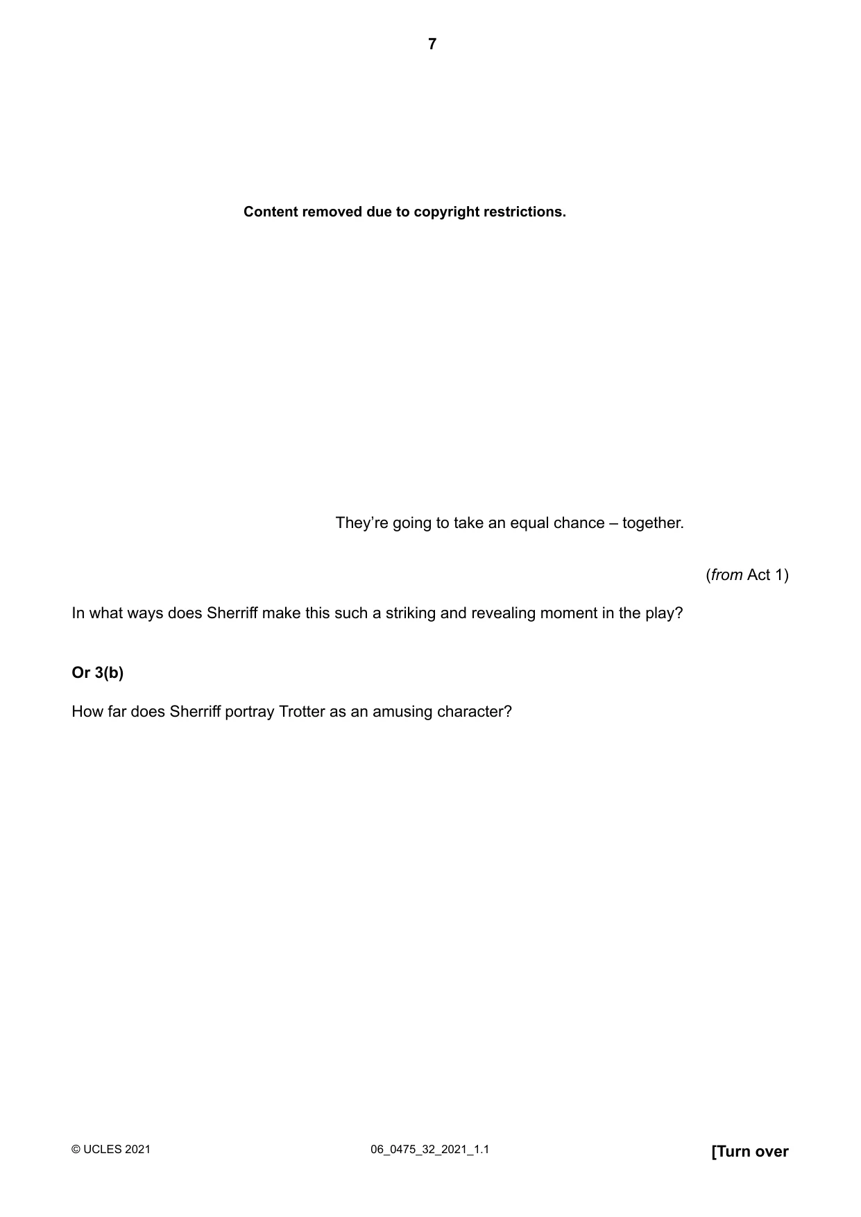 Cambridge IGCSE English - Literature in English 0475 2021 May/June Paper 3 · Variant 2 question paper, page 7 of 12