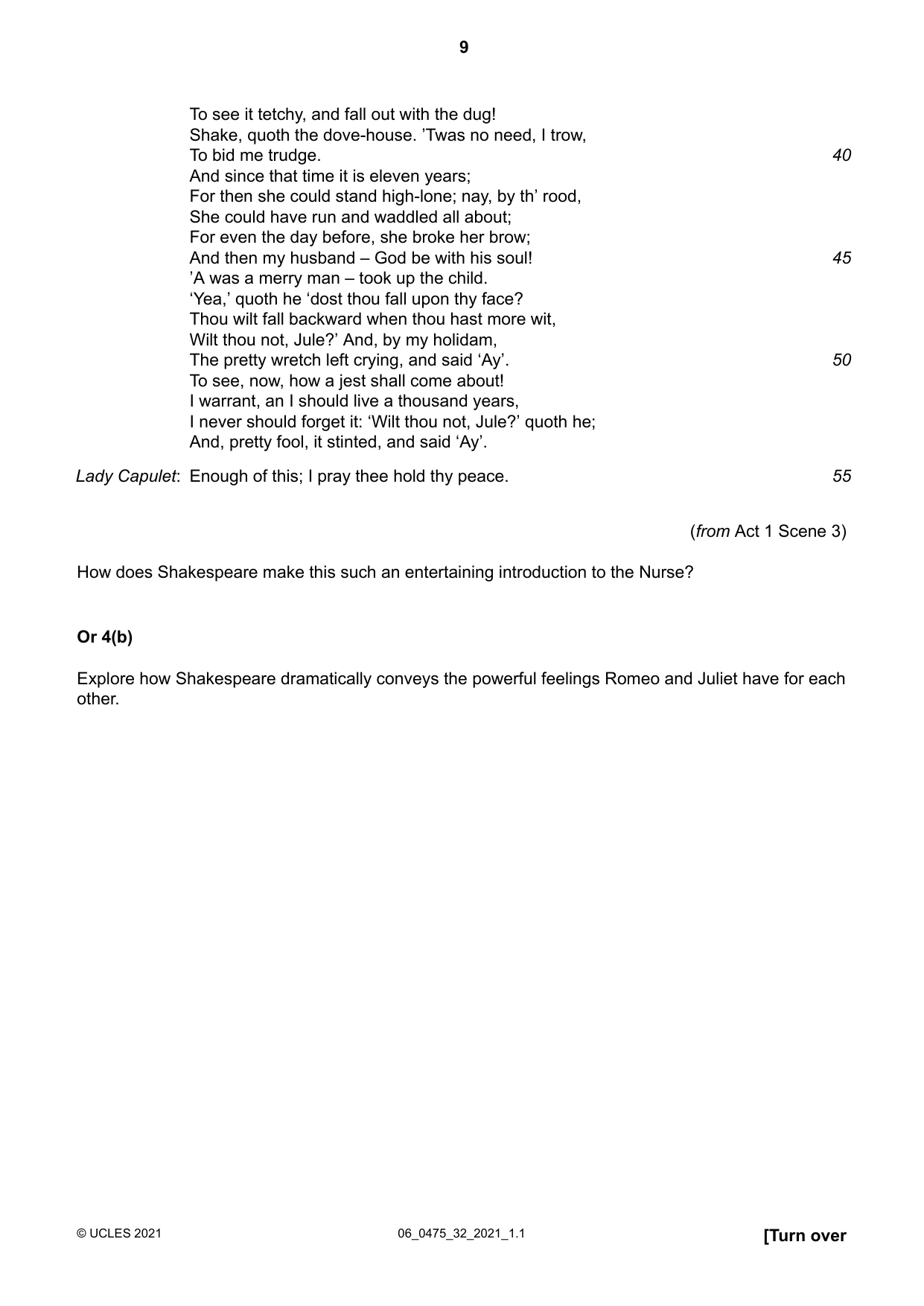Cambridge IGCSE English - Literature in English 0475 2021 May/June Paper 3 · Variant 2 question paper, page 9 of 12
