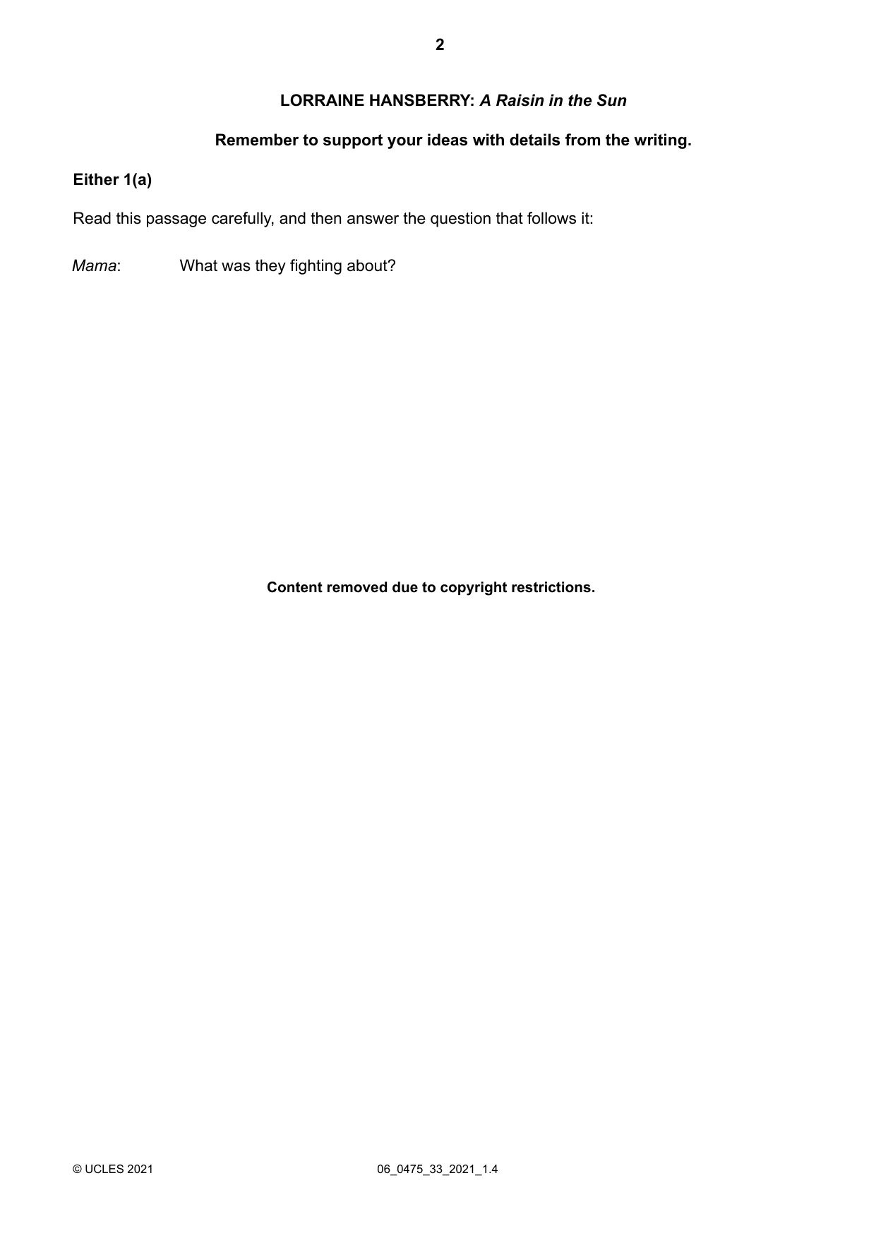 Cambridge IGCSE English - Literature in English 0475 2021 May/June Paper 3 · Variant 3 question paper, page 2 of 12