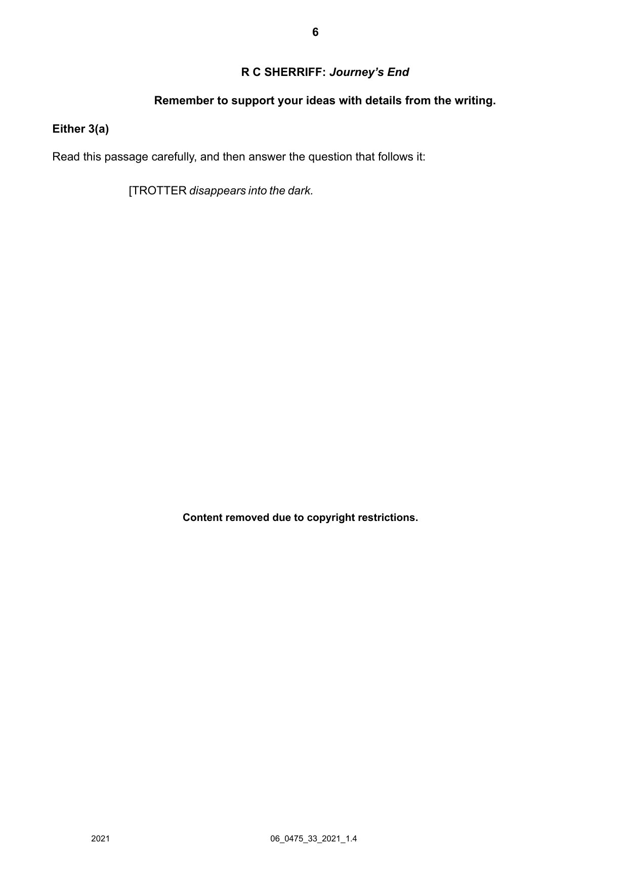 Cambridge IGCSE English - Literature in English 0475 2021 May/June Paper 3 · Variant 3 question paper, page 6 of 12