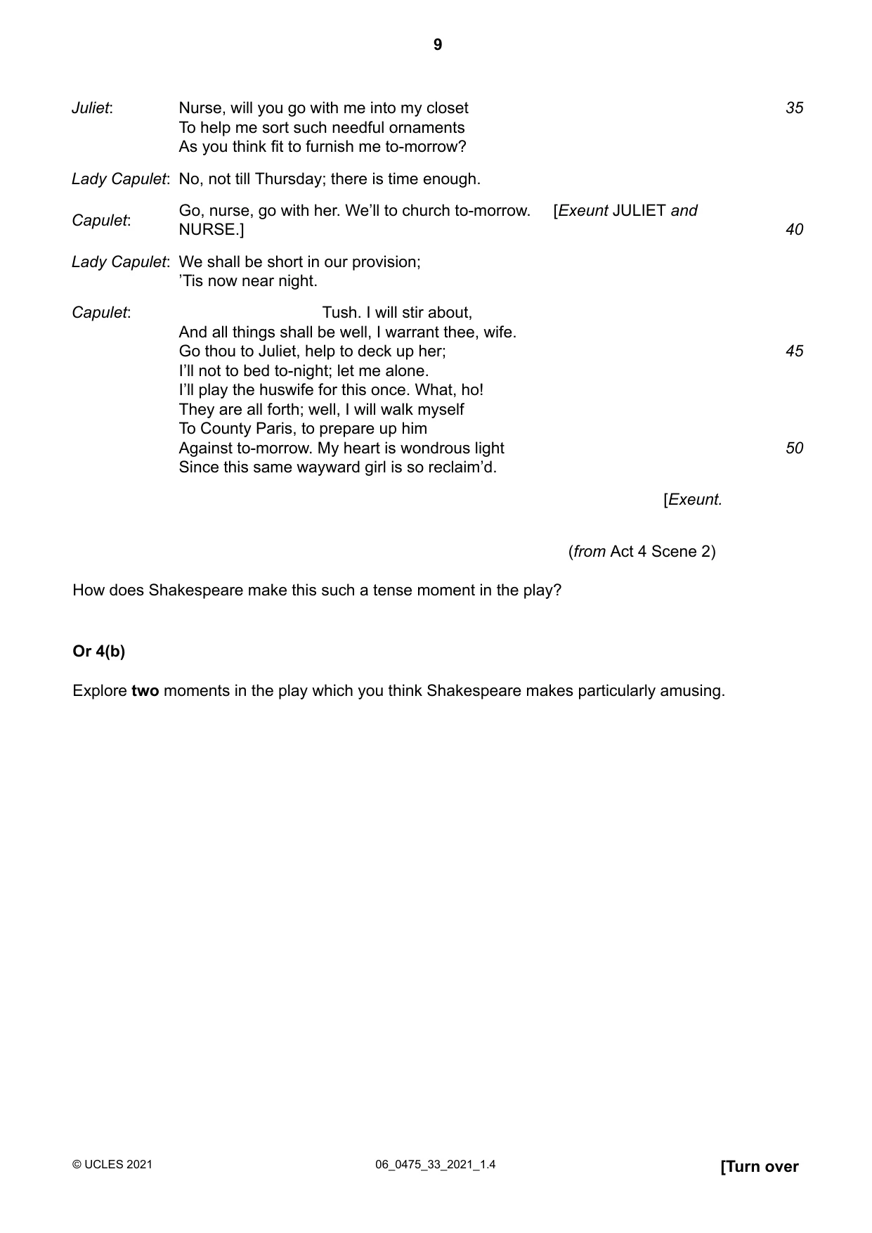 Cambridge IGCSE English - Literature in English 0475 2021 May/June Paper 3 · Variant 3 question paper, page 9 of 12