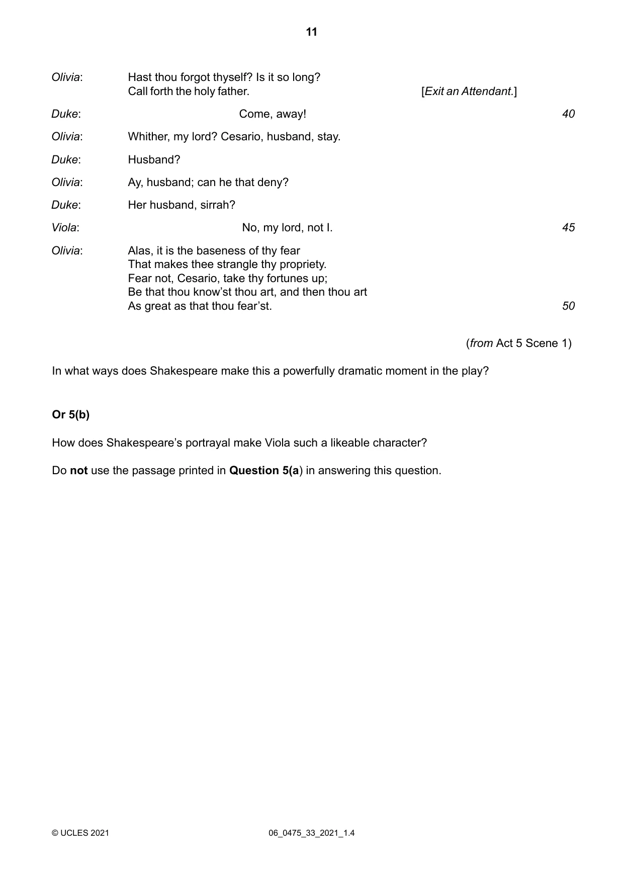 Cambridge IGCSE English - Literature in English 0475 2021 May/June Paper 3 · Variant 3 question paper, page 11 of 12