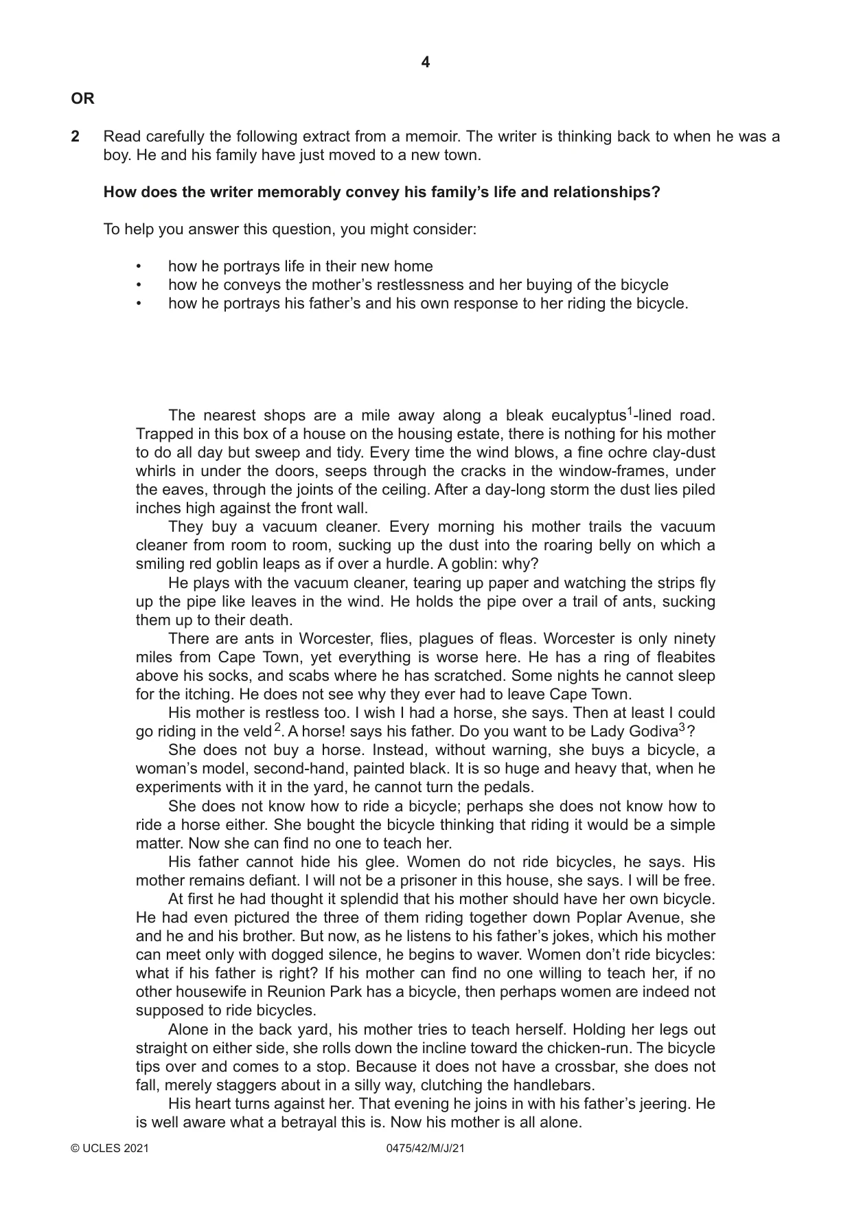 Cambridge IGCSE English - Literature in English 0475 2021 May/June Paper 4 · Variant 2 question paper, page 4 of 8