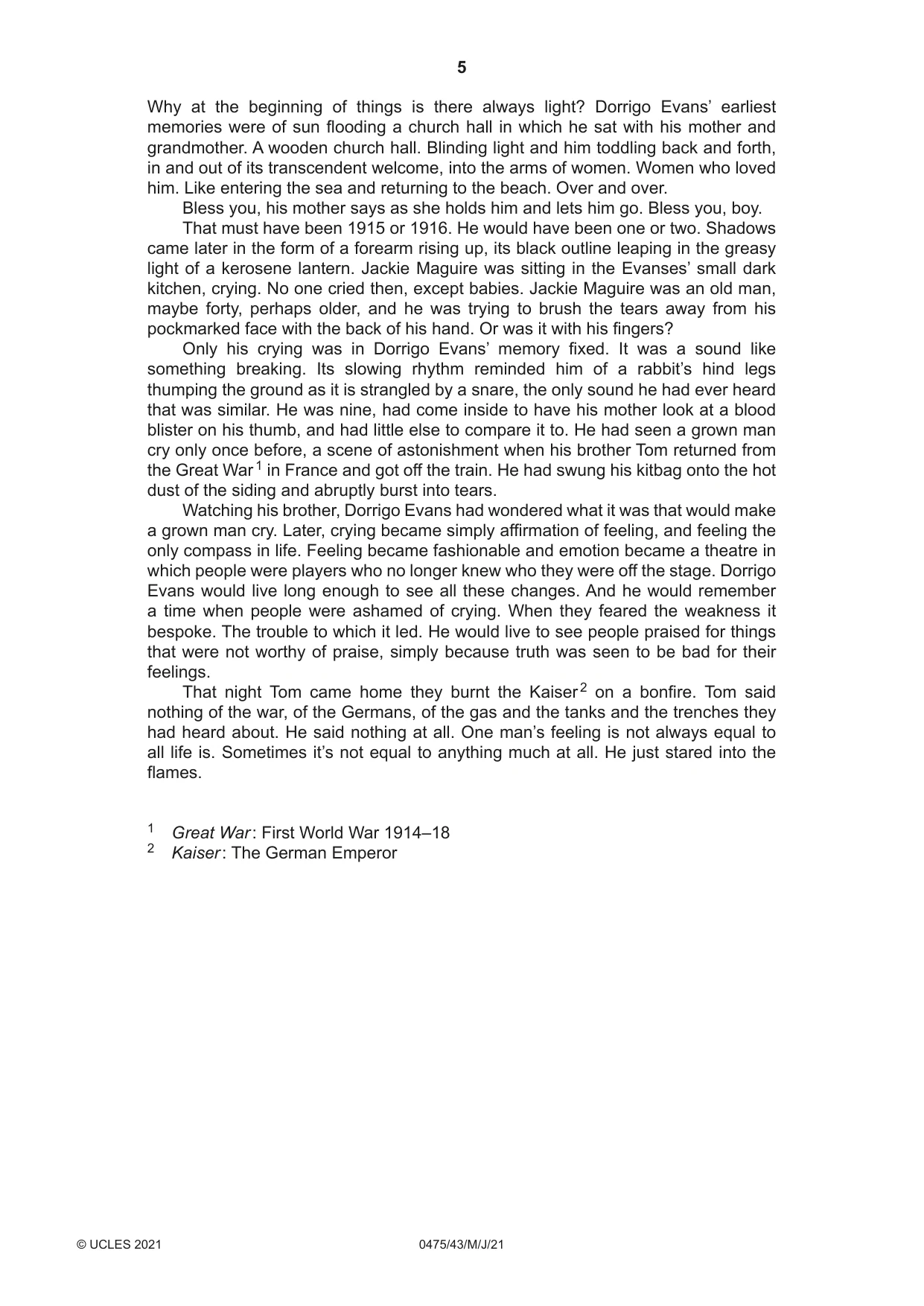 Cambridge IGCSE English - Literature in English 0475 2021 May/June Paper 4 · Variant 3 question paper, page 5 of 8