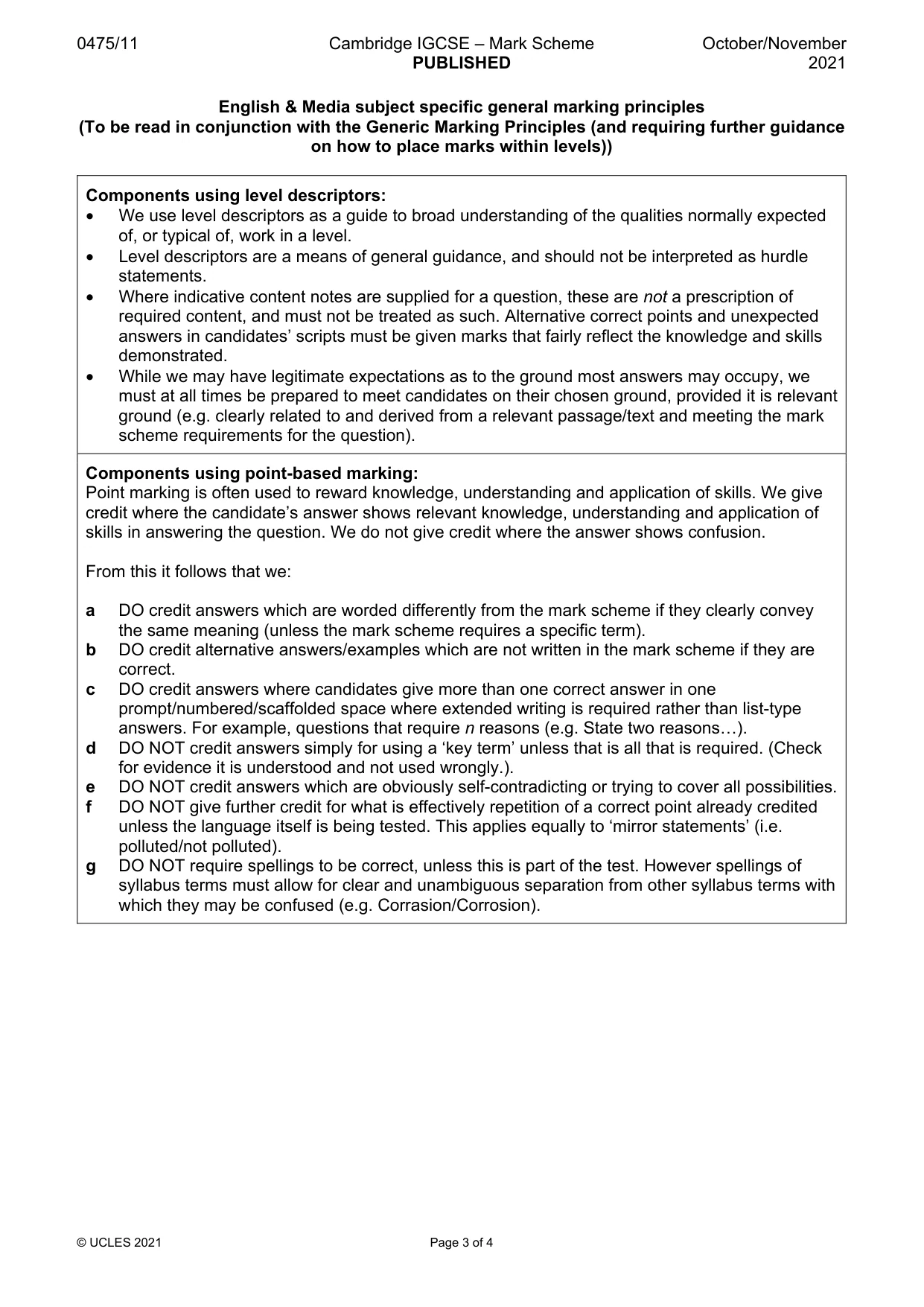 Mark scheme, page 3 of 4