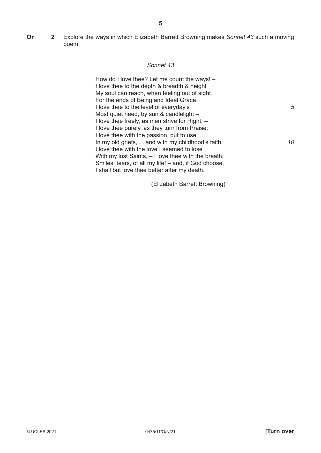 Cambridge IGCSE English - Literature in English 0475 2021 Oct/Nov Paper 1 · Variant 1 question paper, page 5 of 28
