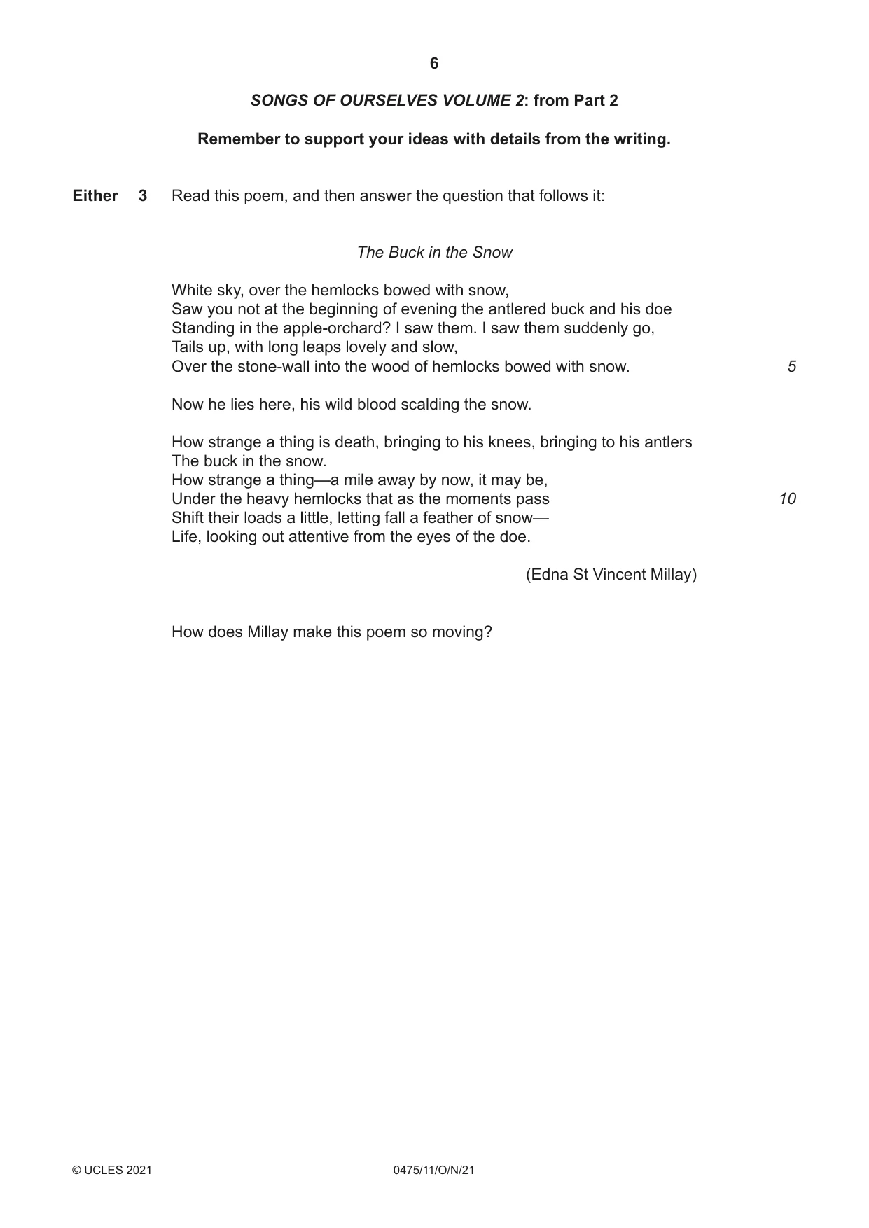 Cambridge IGCSE English - Literature in English 0475 2021 Oct/Nov Paper 1 · Variant 1 question paper, page 6 of 28
