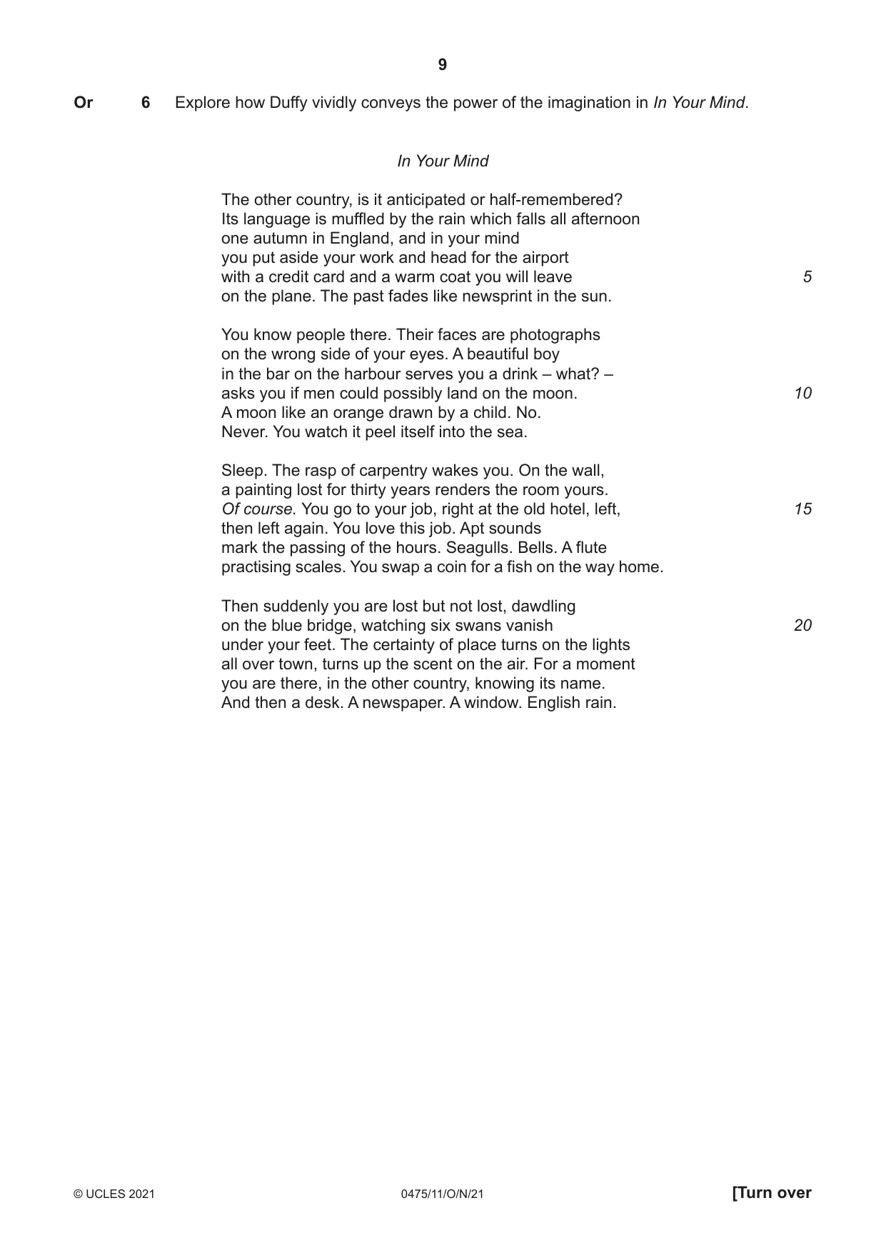 Cambridge IGCSE English - Literature in English 0475 2021 Oct/Nov Paper 1 · Variant 1 question paper, page 9 of 28