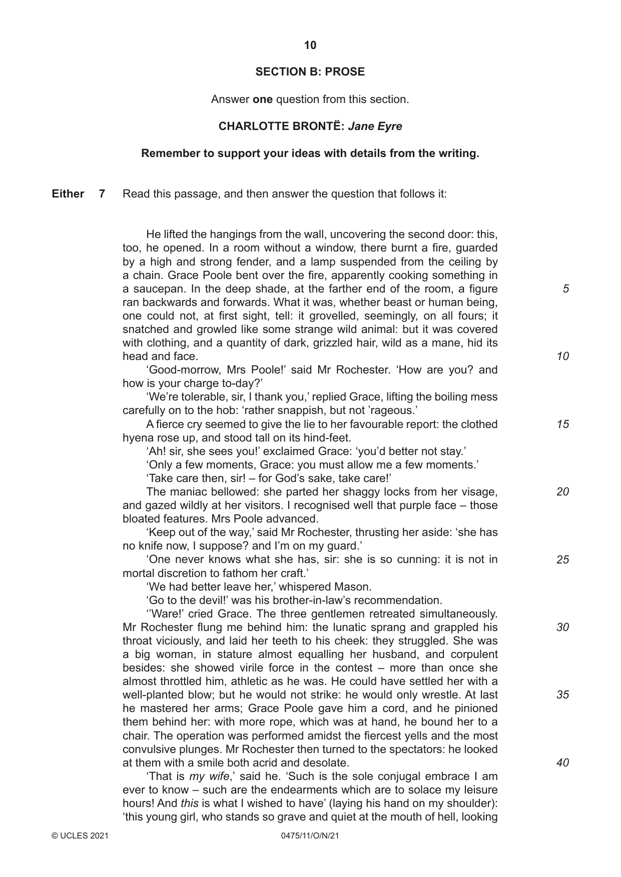 Cambridge IGCSE English - Literature in English 0475 2021 Oct/Nov Paper 1 · Variant 1 question paper, page 10 of 28