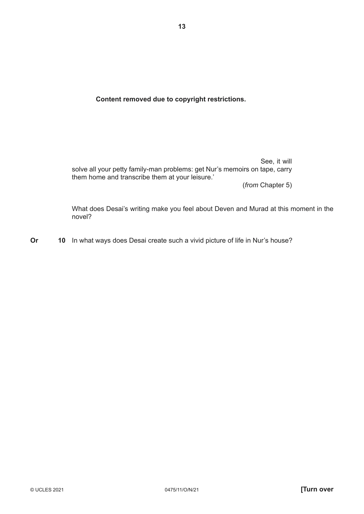 Cambridge IGCSE English - Literature in English 0475 2021 Oct/Nov Paper 1 · Variant 1 question paper, page 13 of 28