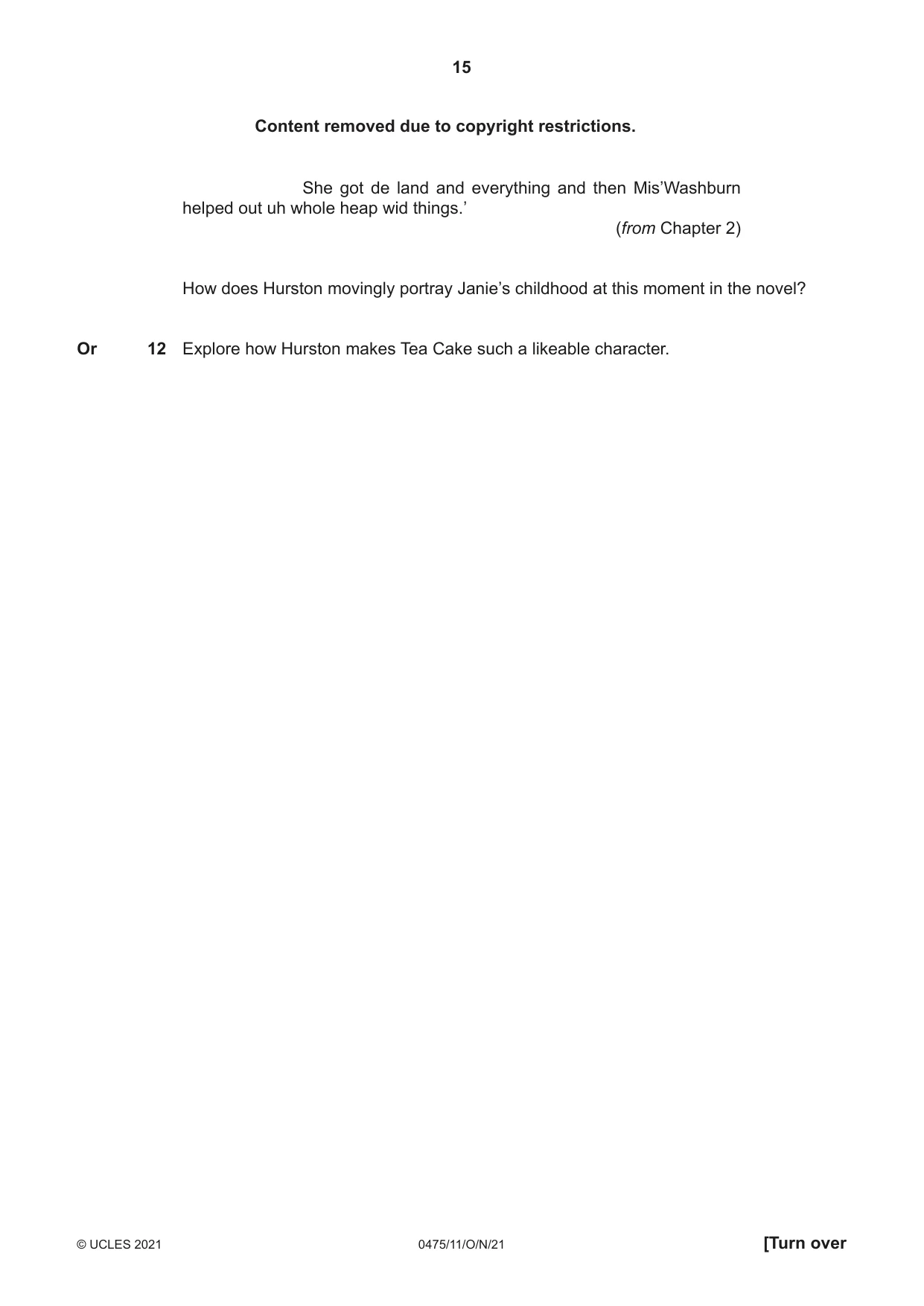 Cambridge IGCSE English - Literature in English 0475 2021 Oct/Nov Paper 1 · Variant 1 question paper, page 15 of 28