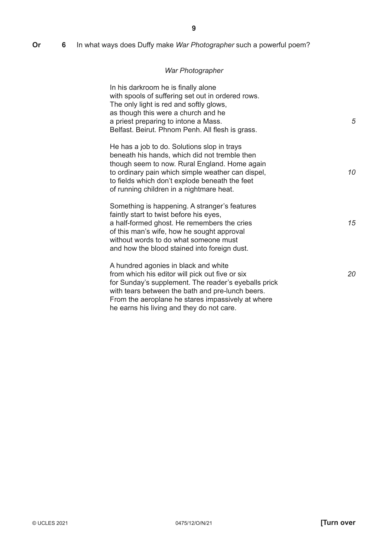 Cambridge IGCSE English - Literature in English 0475 2021 Oct/Nov Paper 1 · Variant 2 question paper, page 9 of 28