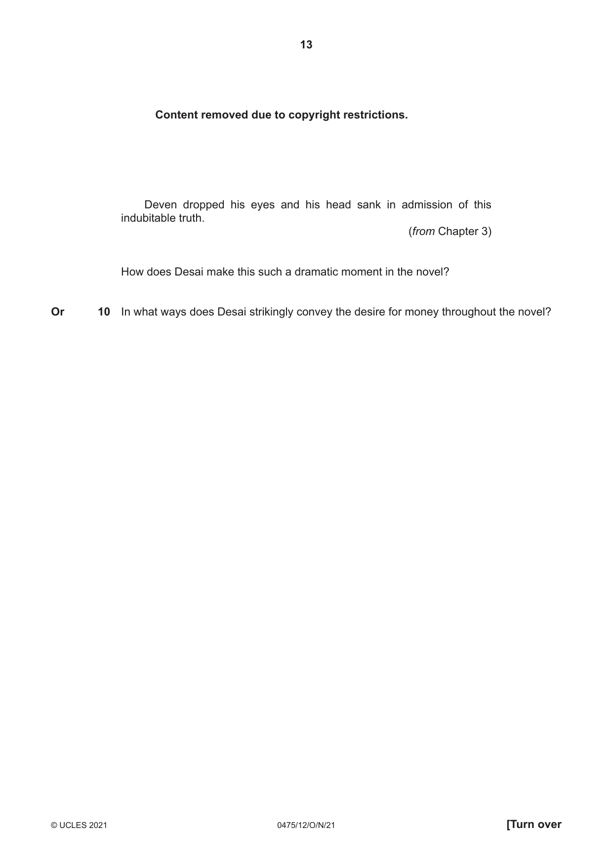 Cambridge IGCSE English - Literature in English 0475 2021 Oct/Nov Paper 1 · Variant 2 question paper, page 13 of 28