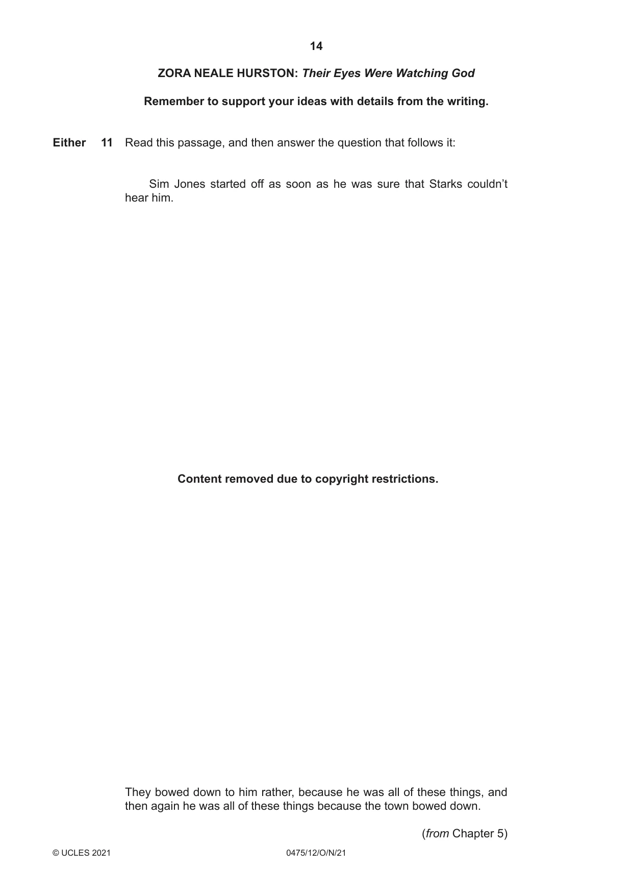 Cambridge IGCSE English - Literature in English 0475 2021 Oct/Nov Paper 1 · Variant 2 question paper, page 14 of 28