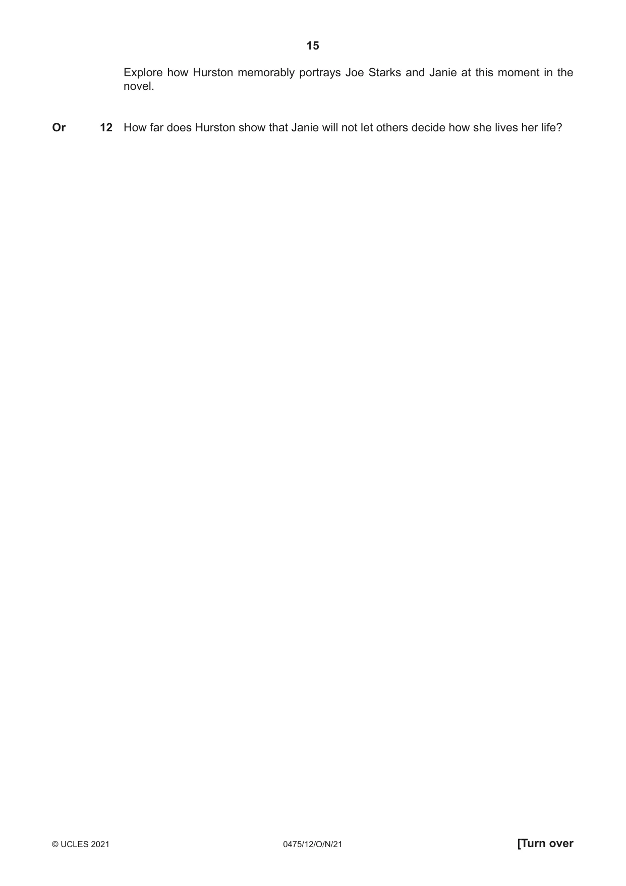Cambridge IGCSE English - Literature in English 0475 2021 Oct/Nov Paper 1 · Variant 2 question paper, page 15 of 28