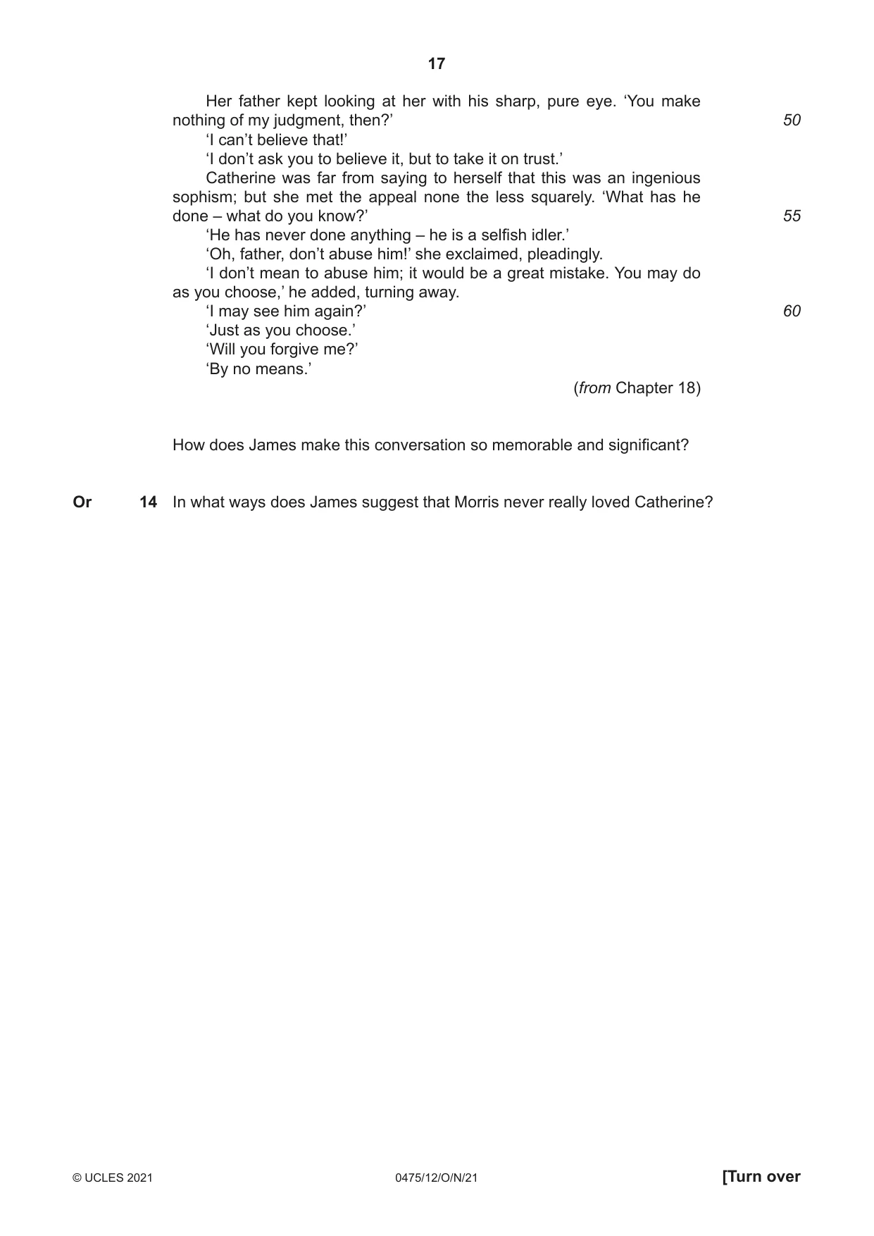 Cambridge IGCSE English - Literature in English 0475 2021 Oct/Nov Paper 1 · Variant 2 question paper, page 17 of 28