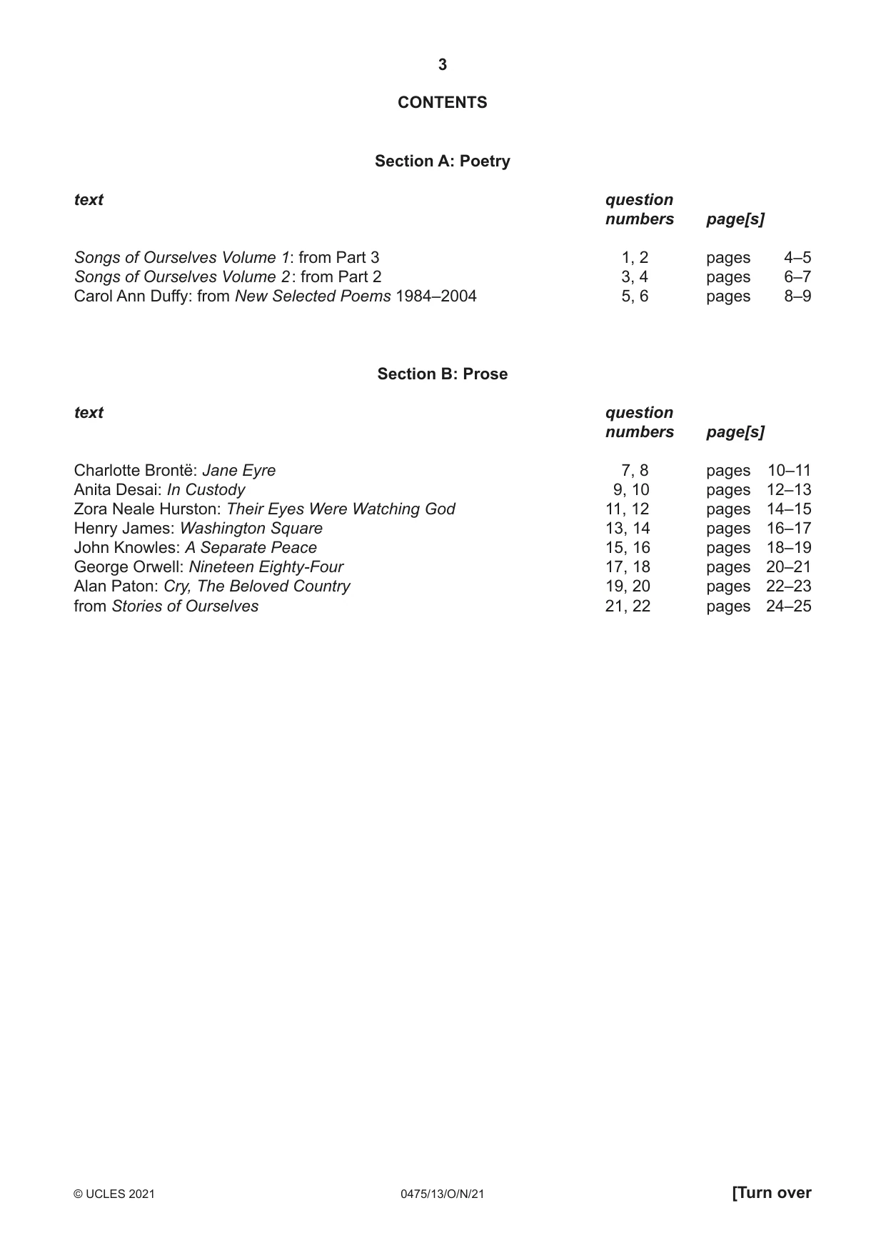 Cambridge IGCSE English - Literature in English 0475 2021 Oct/Nov Paper 1 · Variant 3 question paper, page 3 of 28