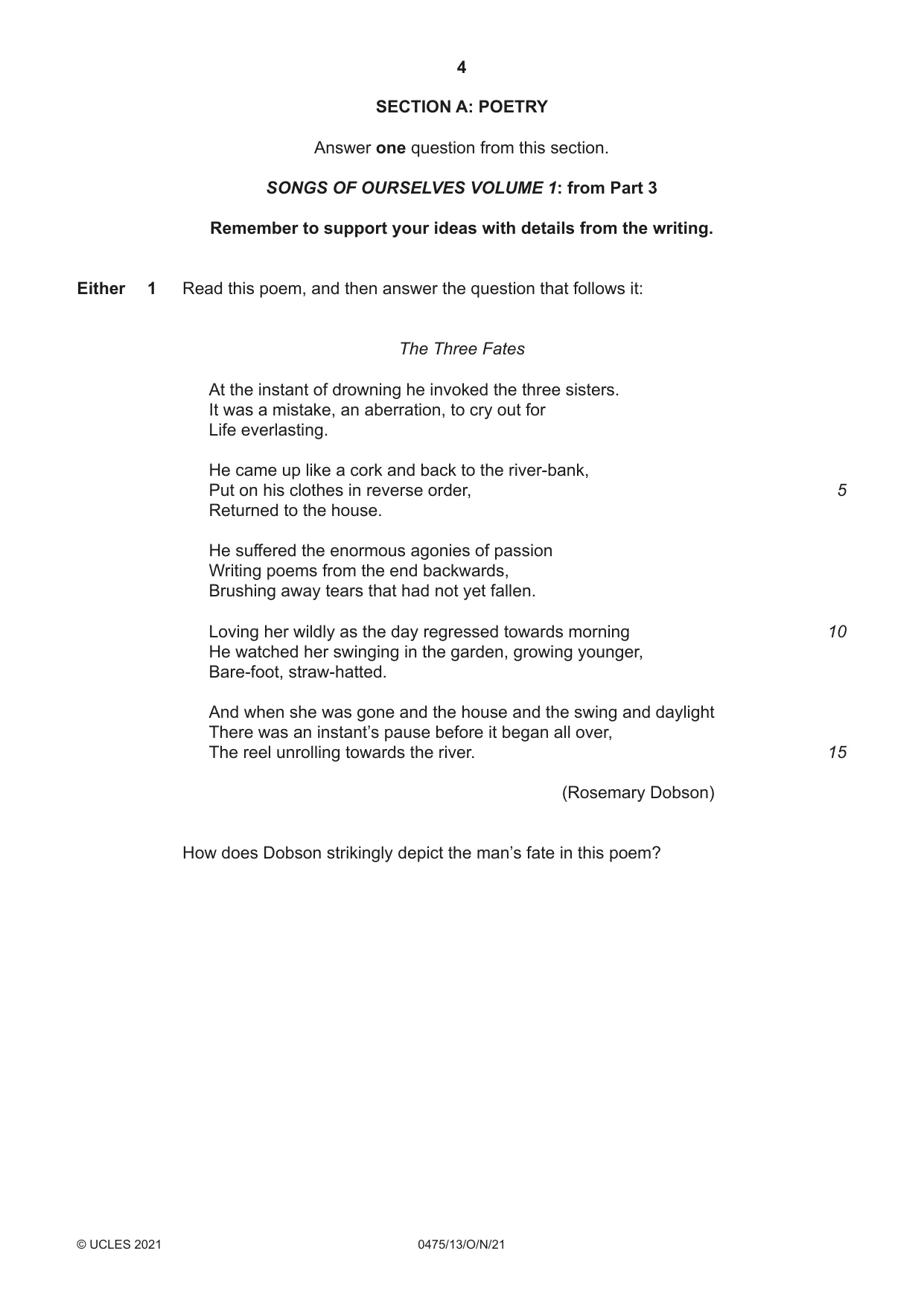 Cambridge IGCSE English - Literature in English 0475 2021 Oct/Nov Paper 1 · Variant 3 question paper, page 4 of 28