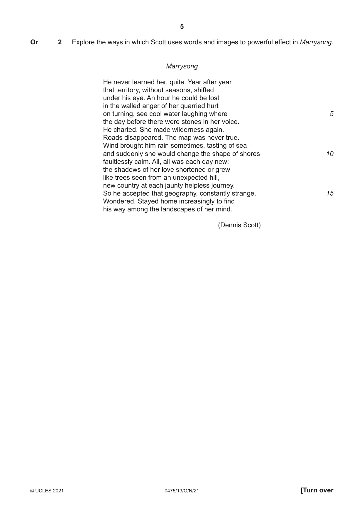 Cambridge IGCSE English - Literature in English 0475 2021 Oct/Nov Paper 1 · Variant 3 question paper, page 5 of 28