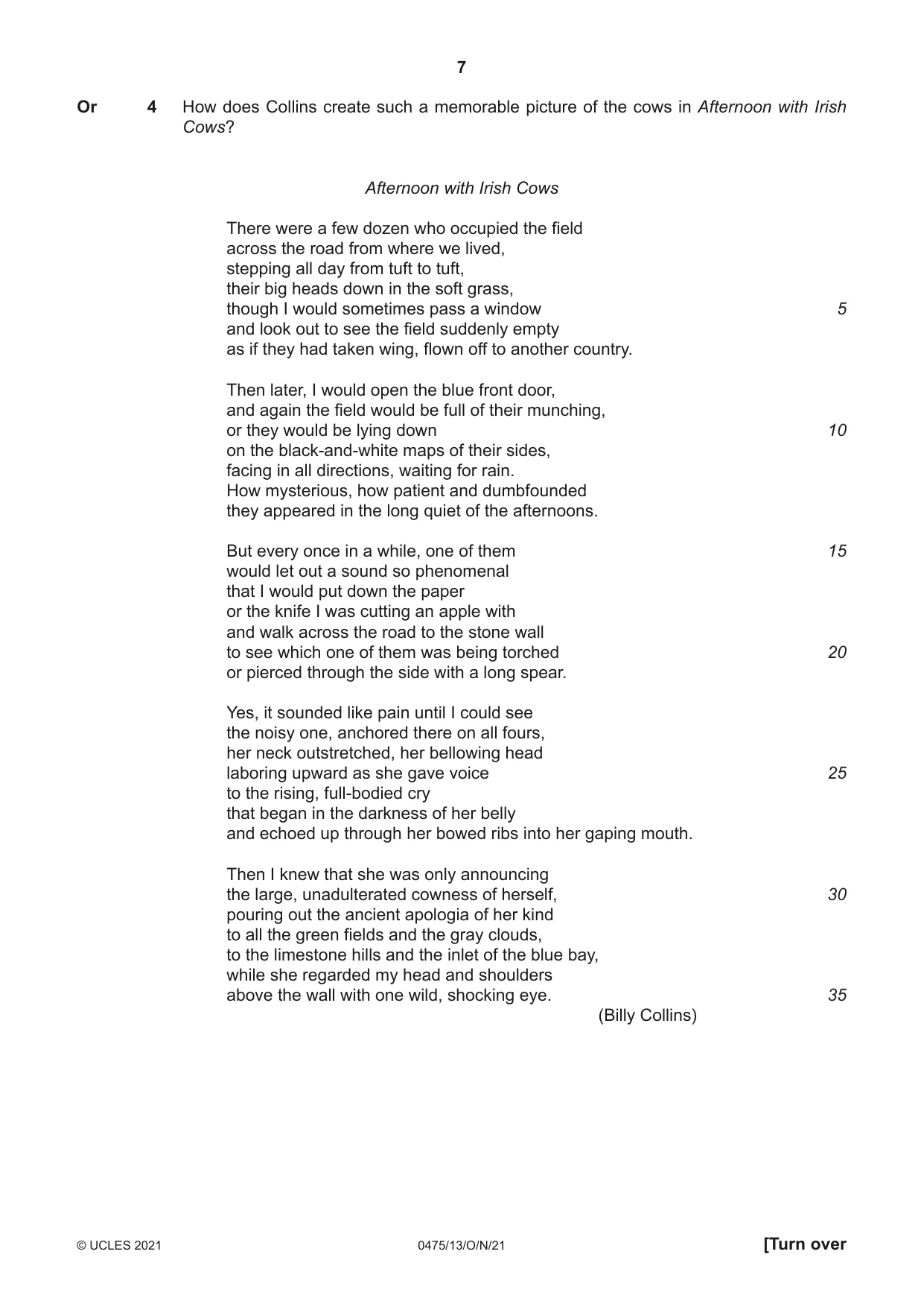 Cambridge IGCSE English - Literature in English 0475 2021 Oct/Nov Paper 1 · Variant 3 question paper, page 7 of 28