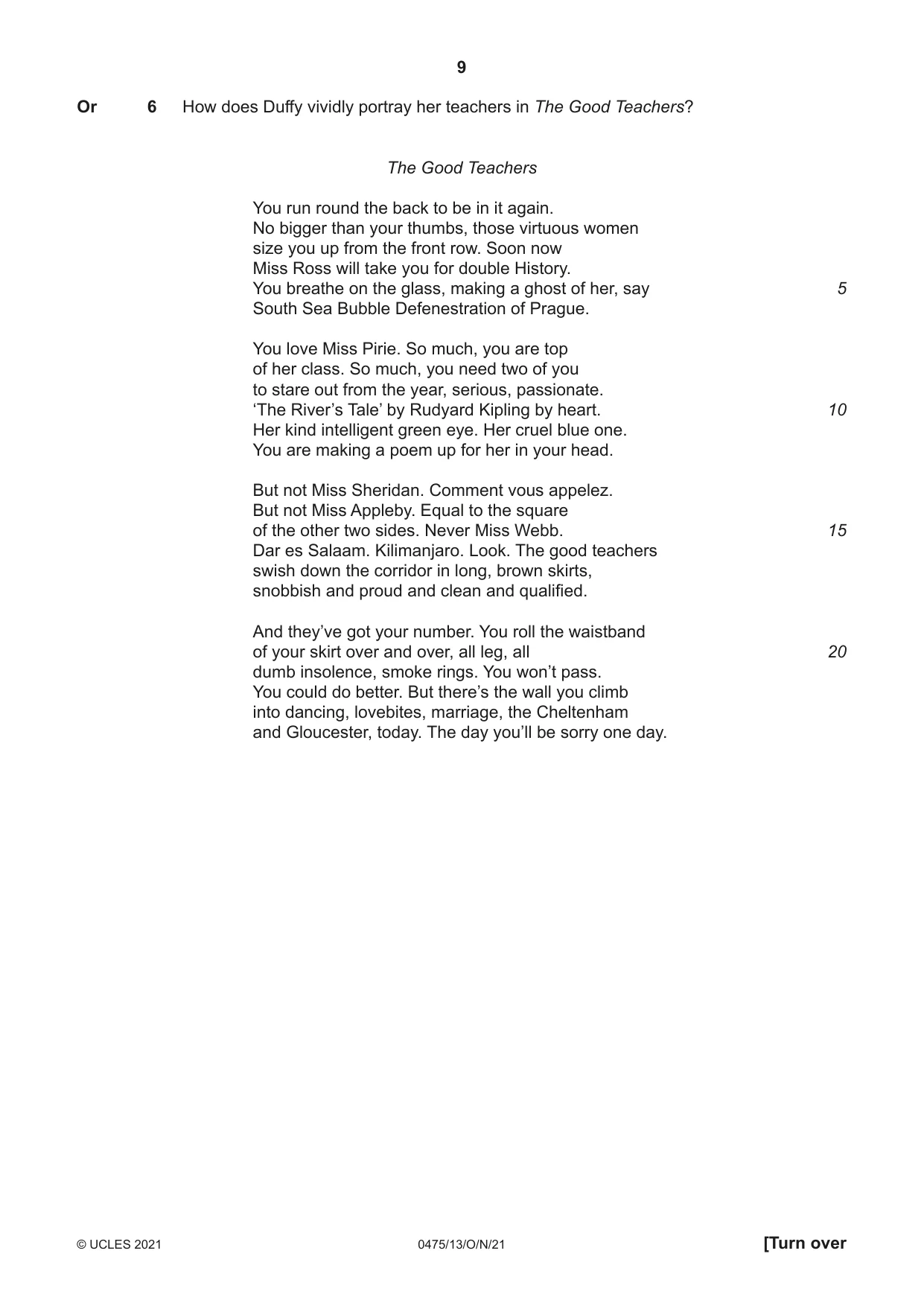 Cambridge IGCSE English - Literature in English 0475 2021 Oct/Nov Paper 1 · Variant 3 question paper, page 9 of 28