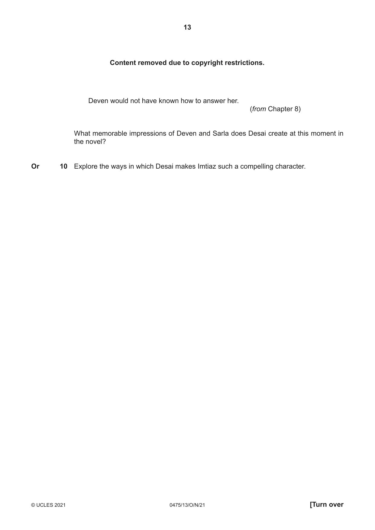 Cambridge IGCSE English - Literature in English 0475 2021 Oct/Nov Paper 1 · Variant 3 question paper, page 13 of 28