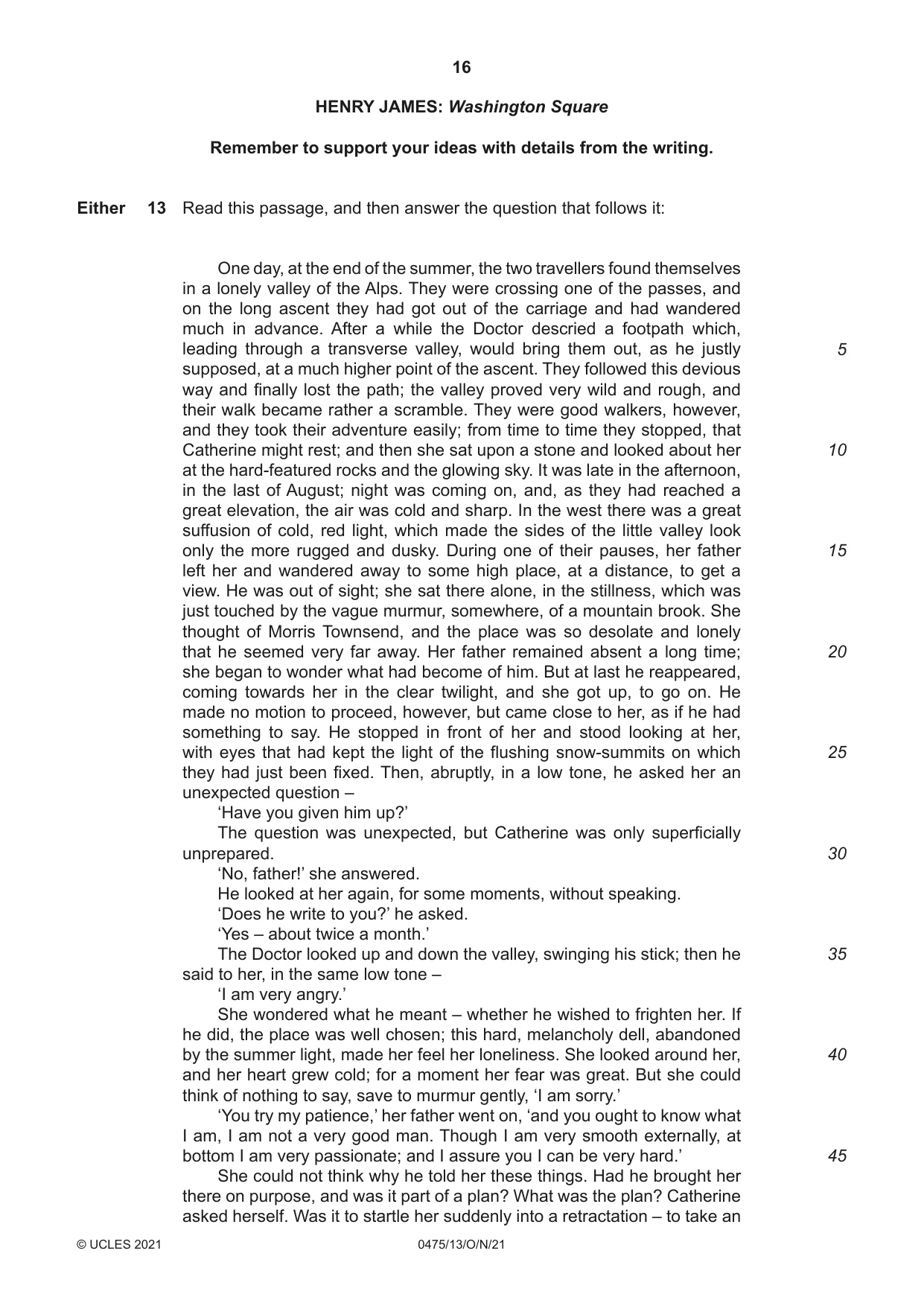 Cambridge IGCSE English - Literature in English 0475 2021 Oct/Nov Paper 1 · Variant 3 question paper, page 16 of 28