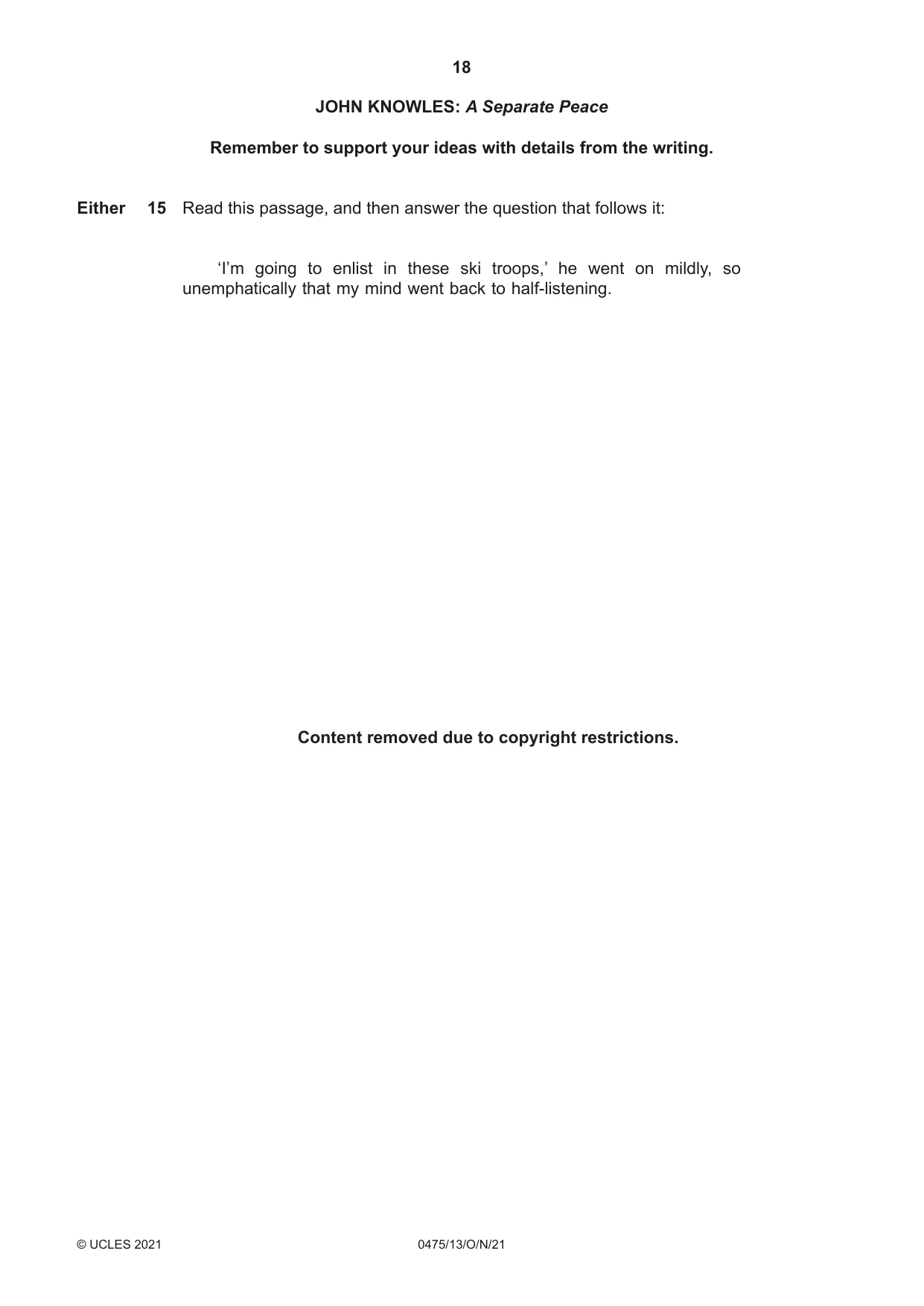 Cambridge IGCSE English - Literature in English 0475 2021 Oct/Nov Paper 1 · Variant 3 question paper, page 18 of 28