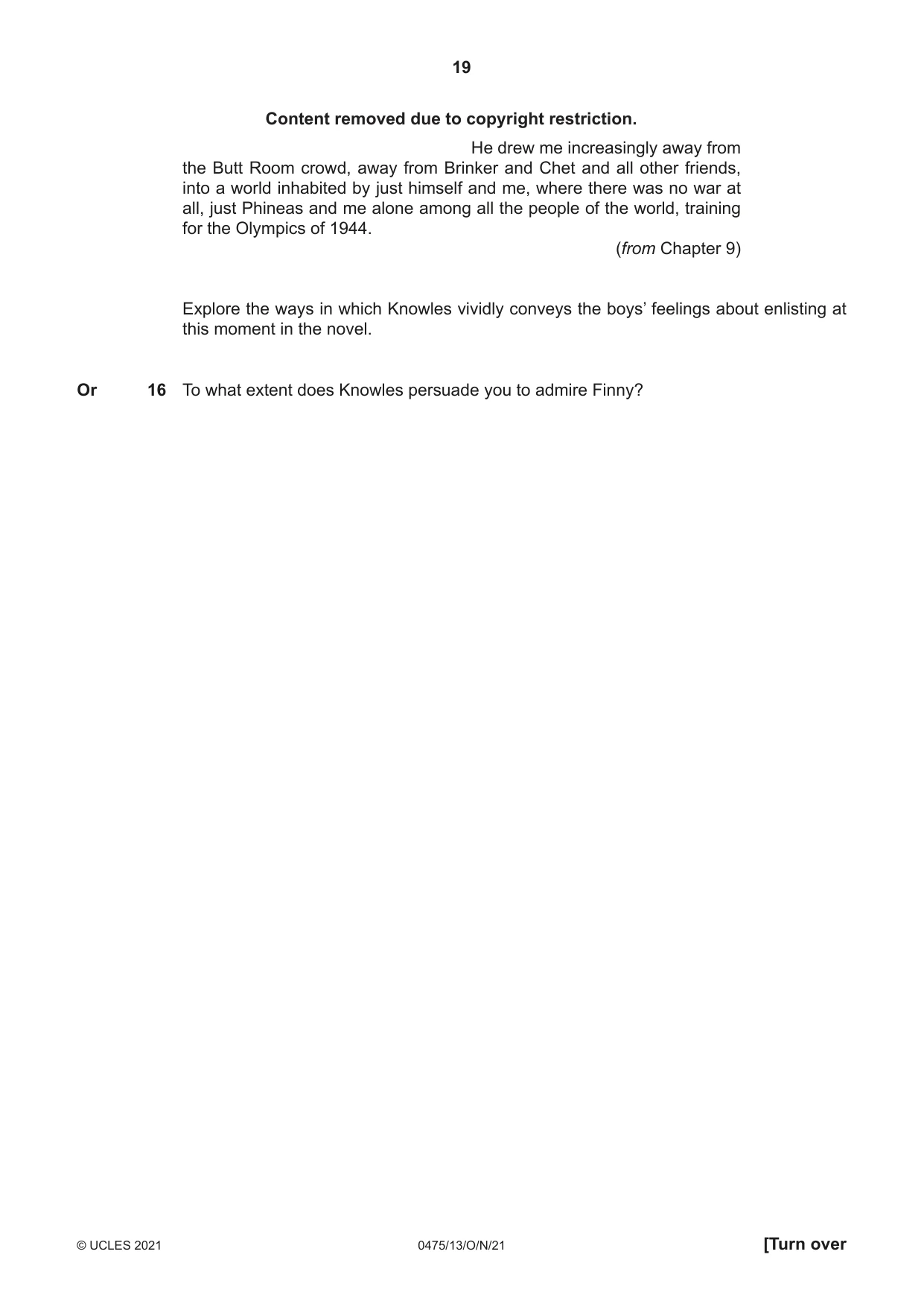 Cambridge IGCSE English - Literature in English 0475 2021 Oct/Nov Paper 1 · Variant 3 question paper, page 19 of 28