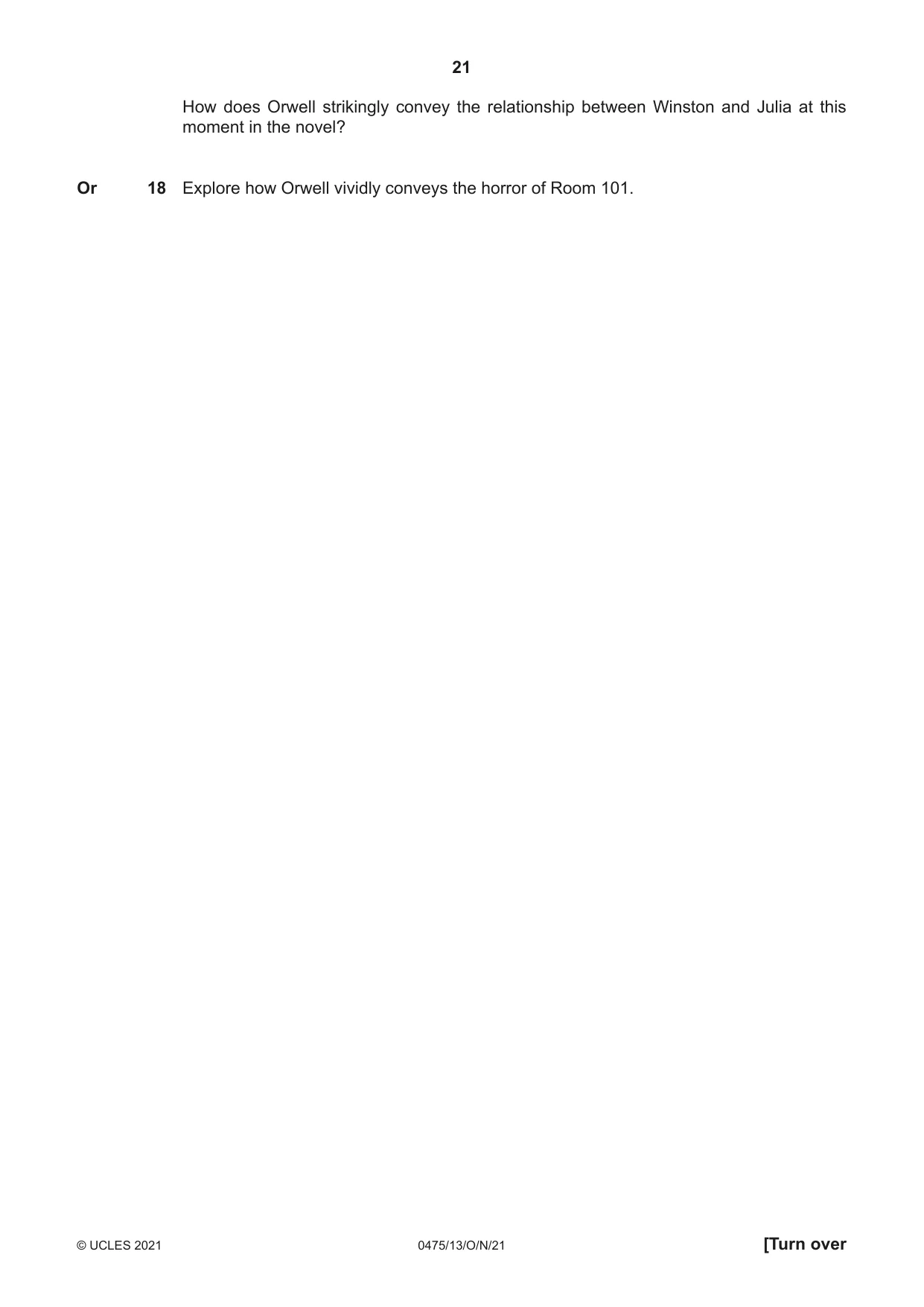 Cambridge IGCSE English - Literature in English 0475 2021 Oct/Nov Paper 1 · Variant 3 question paper, page 21 of 28