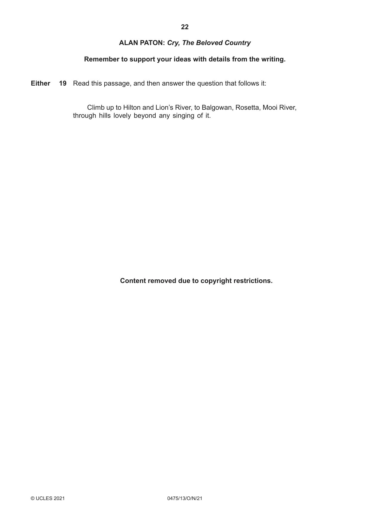 Cambridge IGCSE English - Literature in English 0475 2021 Oct/Nov Paper 1 · Variant 3 question paper, page 22 of 28